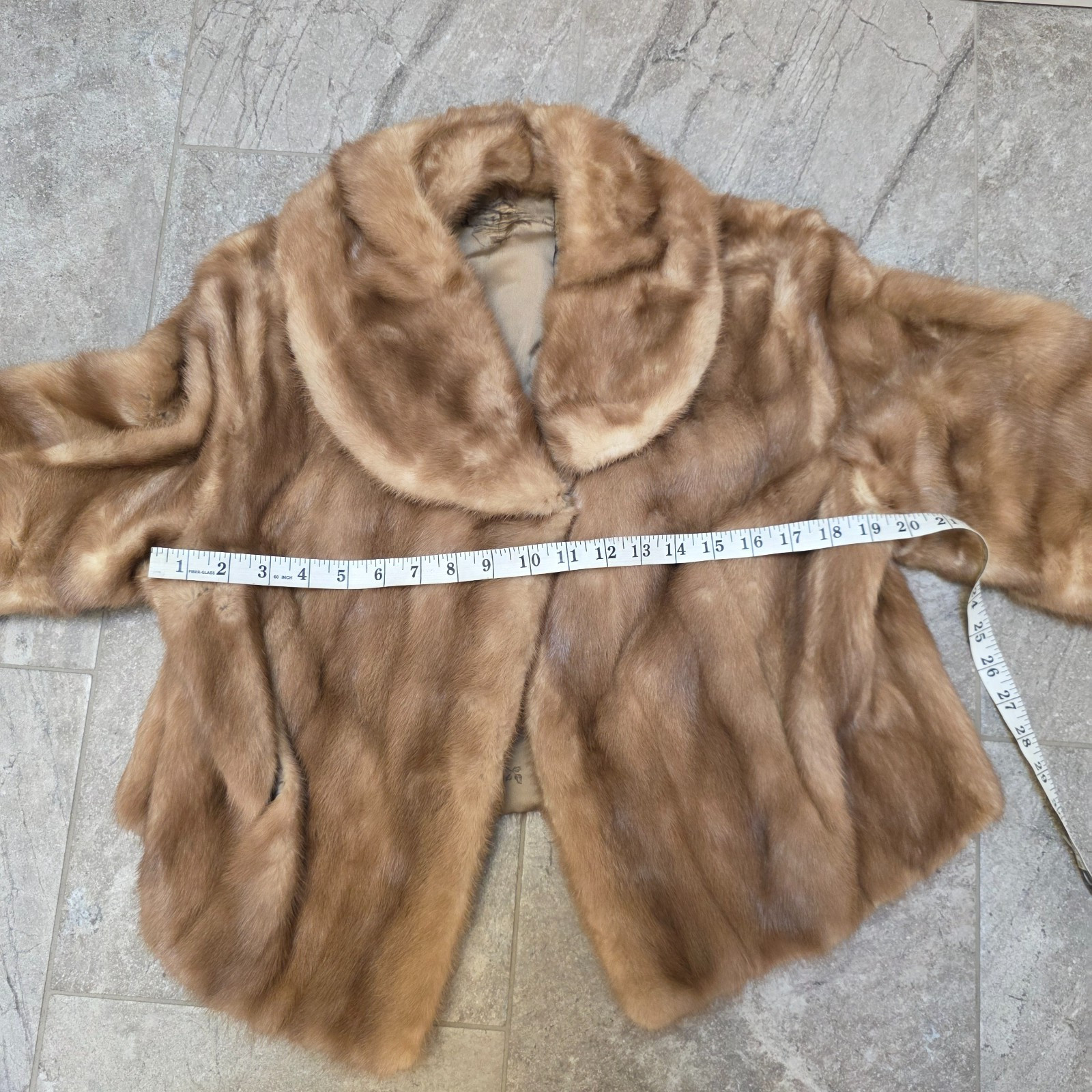 Vintage Mink Fur Stole Honey Brown vtg made in Paris 50’s vtg
