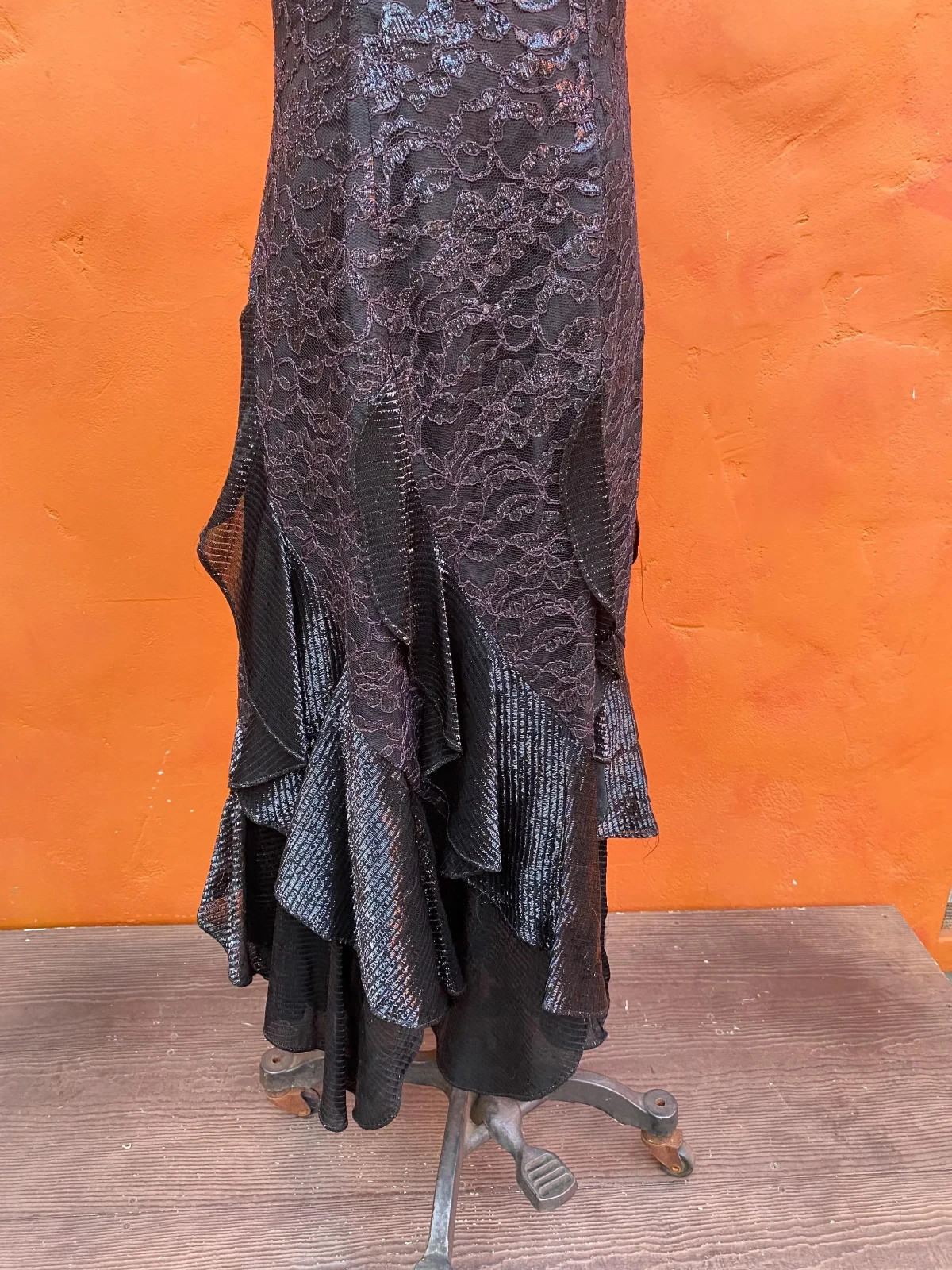 Vintage 1980s Prom Dress Pink Black hi low Strapless Evening Party Formal