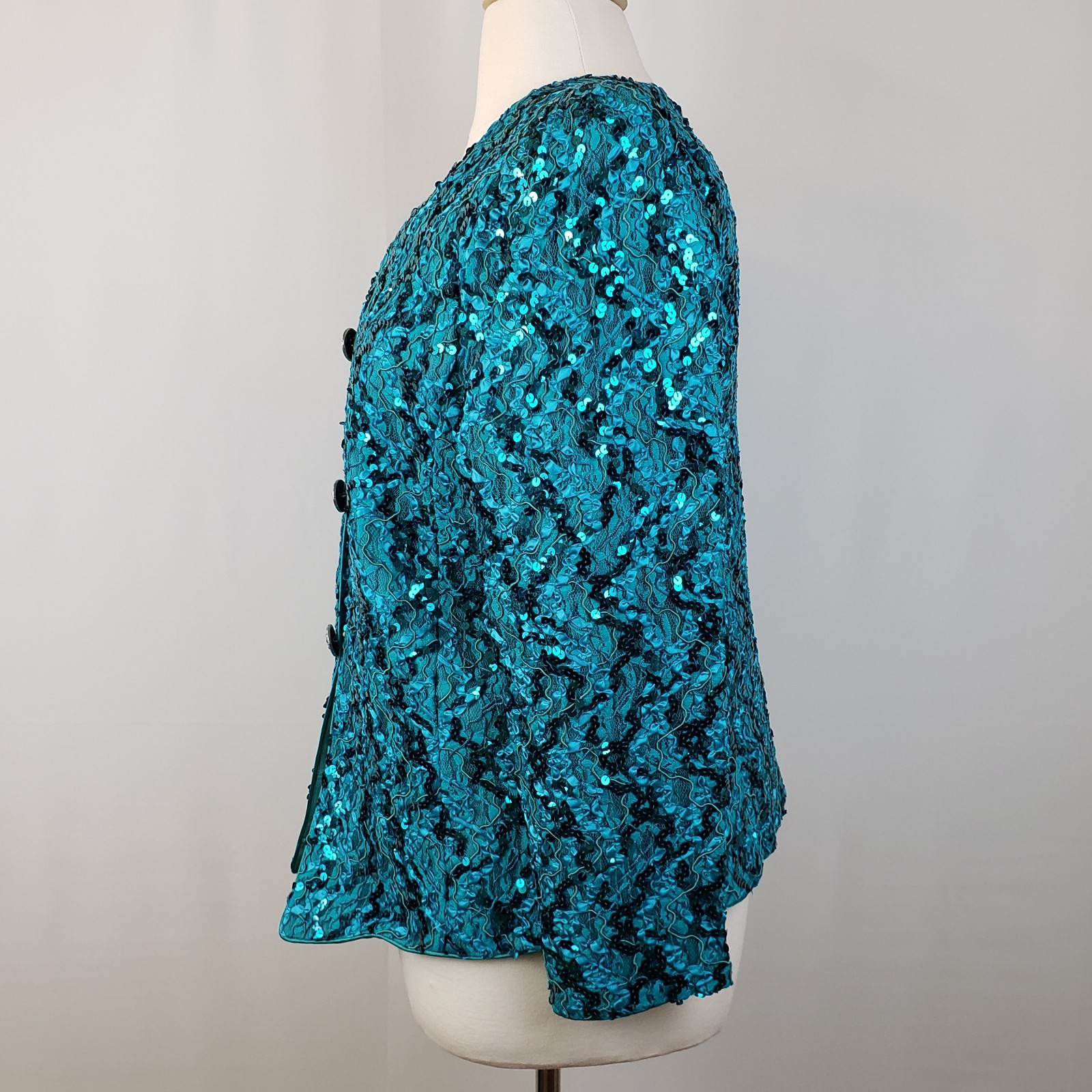 Green Sequin Jacket 20W Katherine Lindsay By Matthew Evening Party Glam Cocktail
