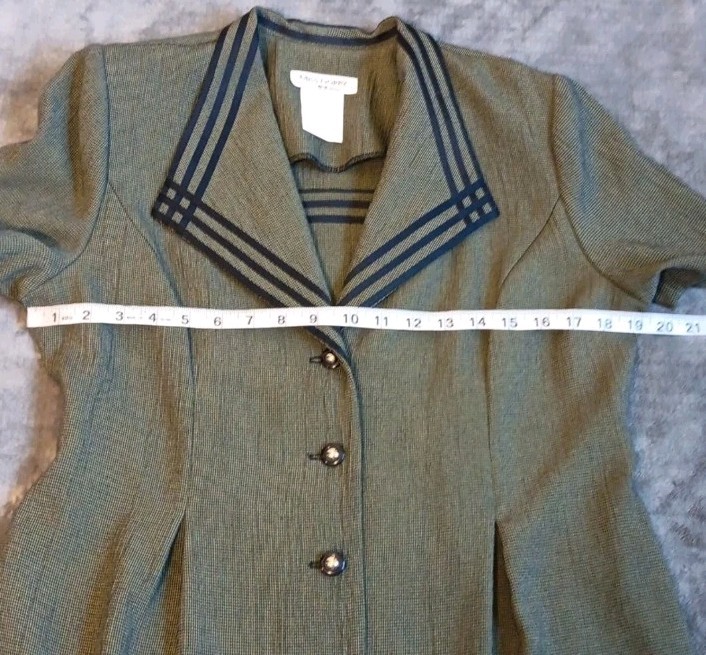 Academia Olive Green Button-Down Maxi Dress Edwardian Victorian Vintage 12P
