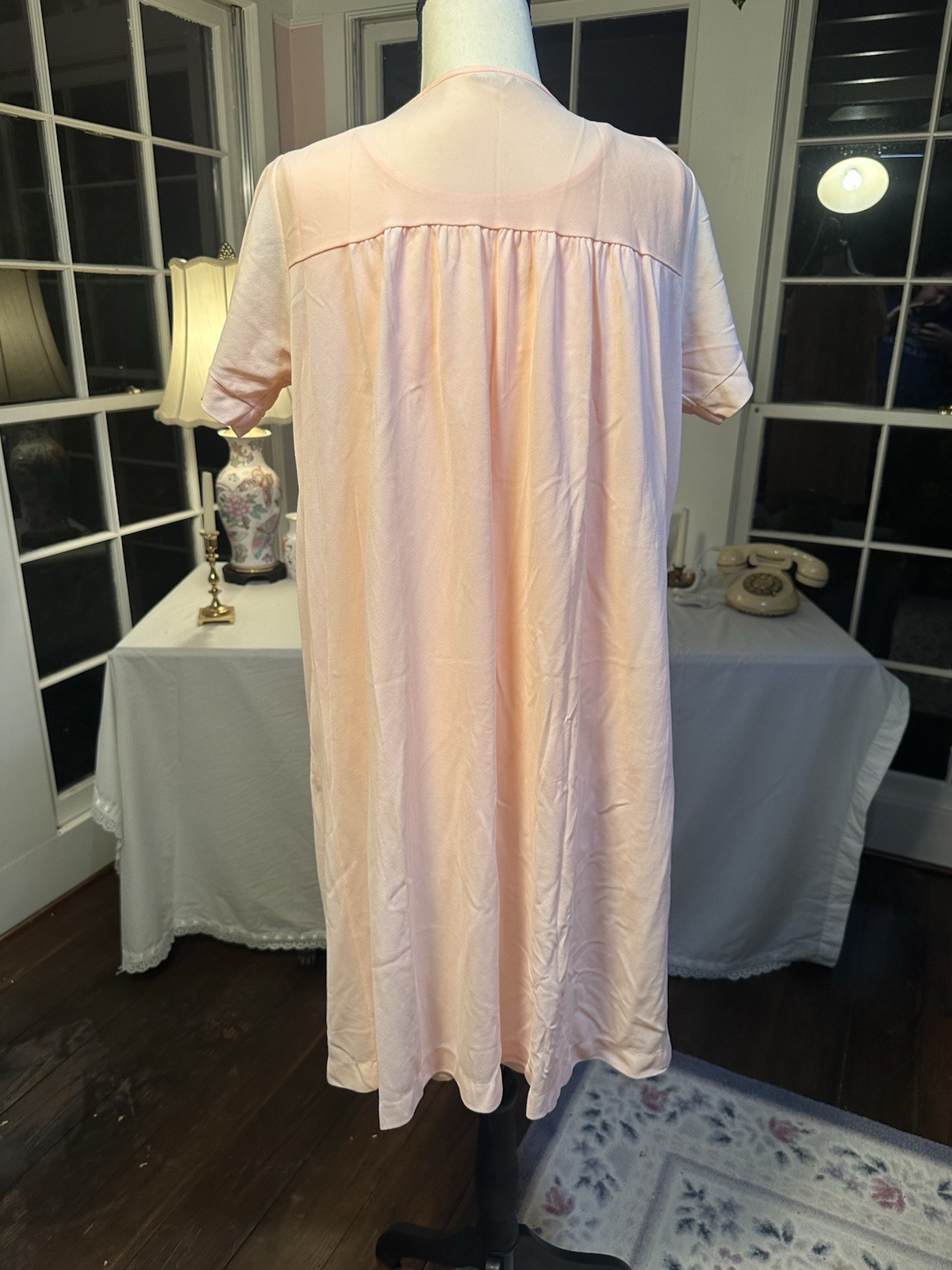 Vintage Midcentury Loungewear Set Nightgown And Robe Set Pink Embroidery Pajama