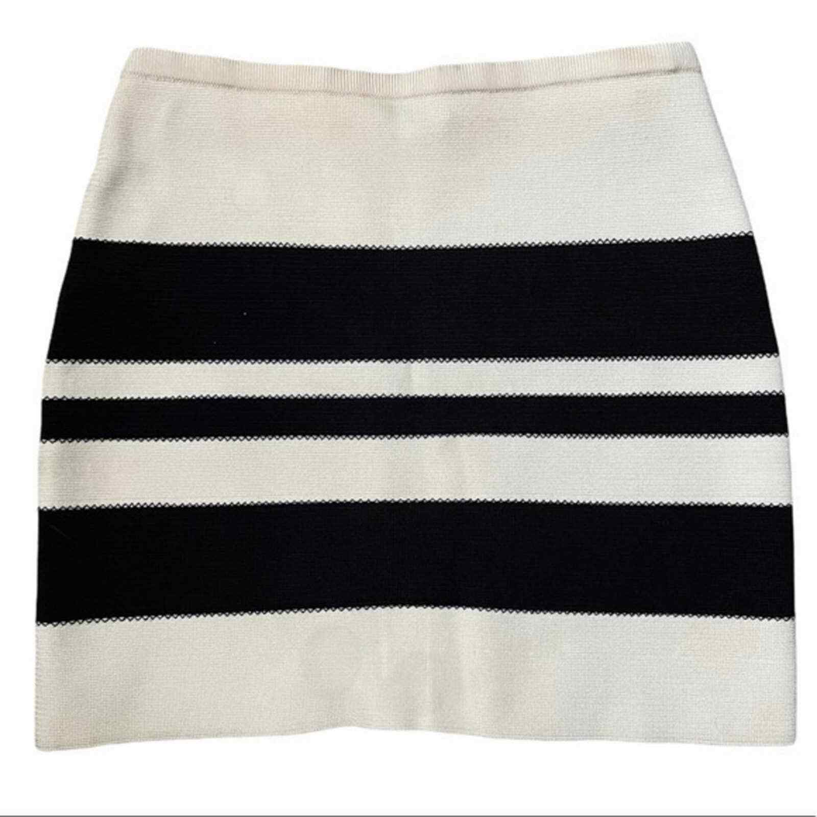 Gianfranco Ferre Vintage Cream White Black Striped Knit Mini Skirt IT38/4US