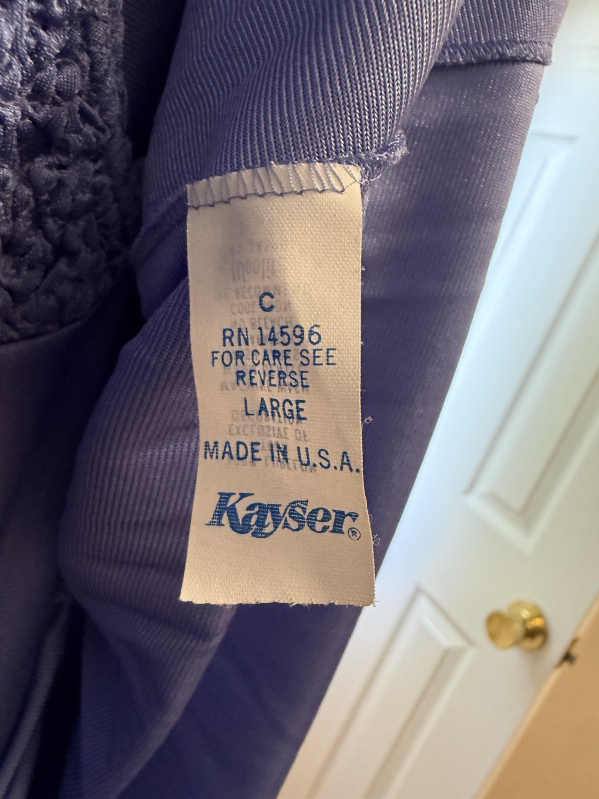 Vtg 70s Kayser Periwinkle Purple Maxi Lingerie Gown Smock Detail Size L