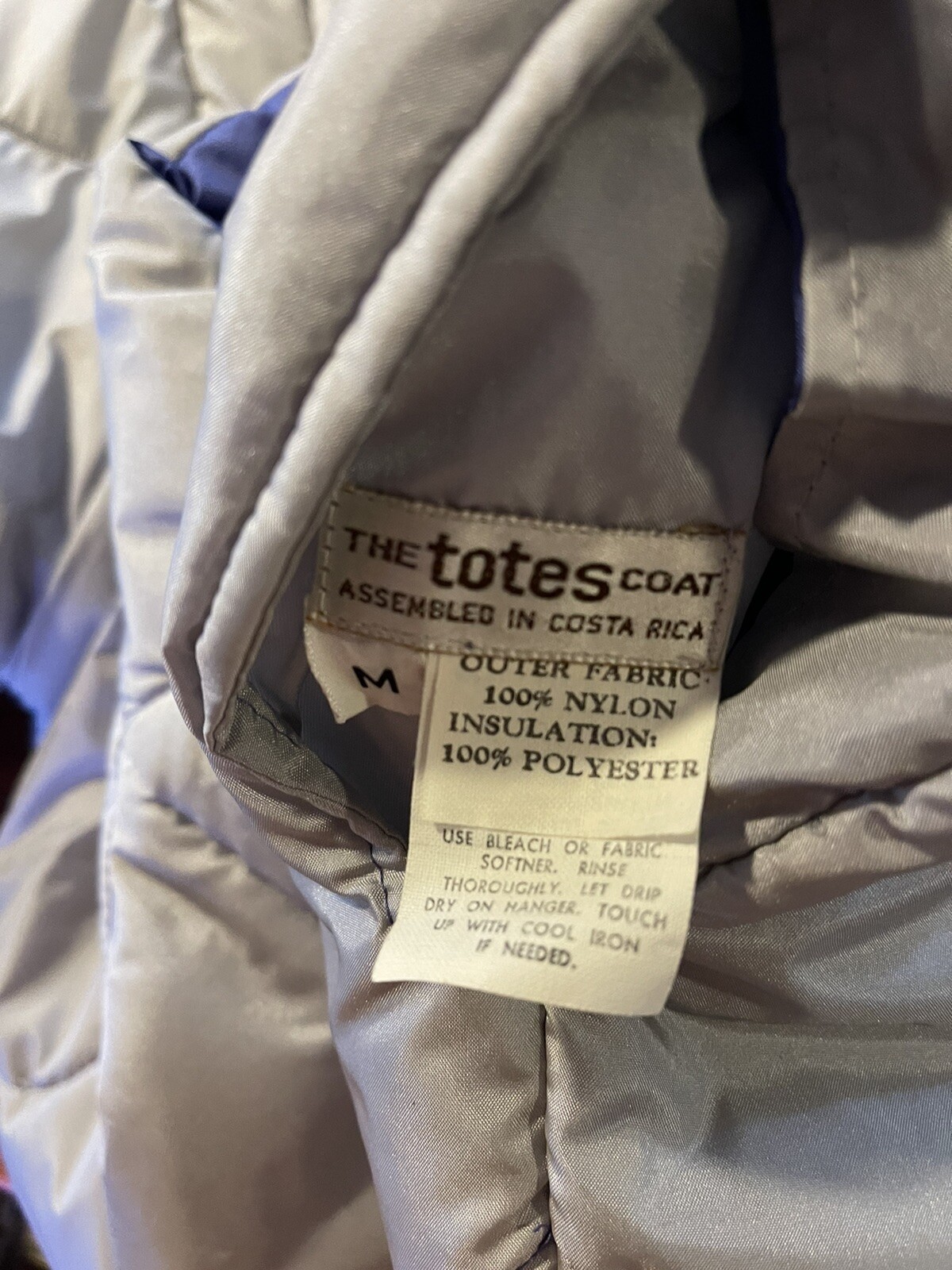 Vintage The Totes Coat Reversible Purple Silver Scalloped Hem Medium EUC Retro