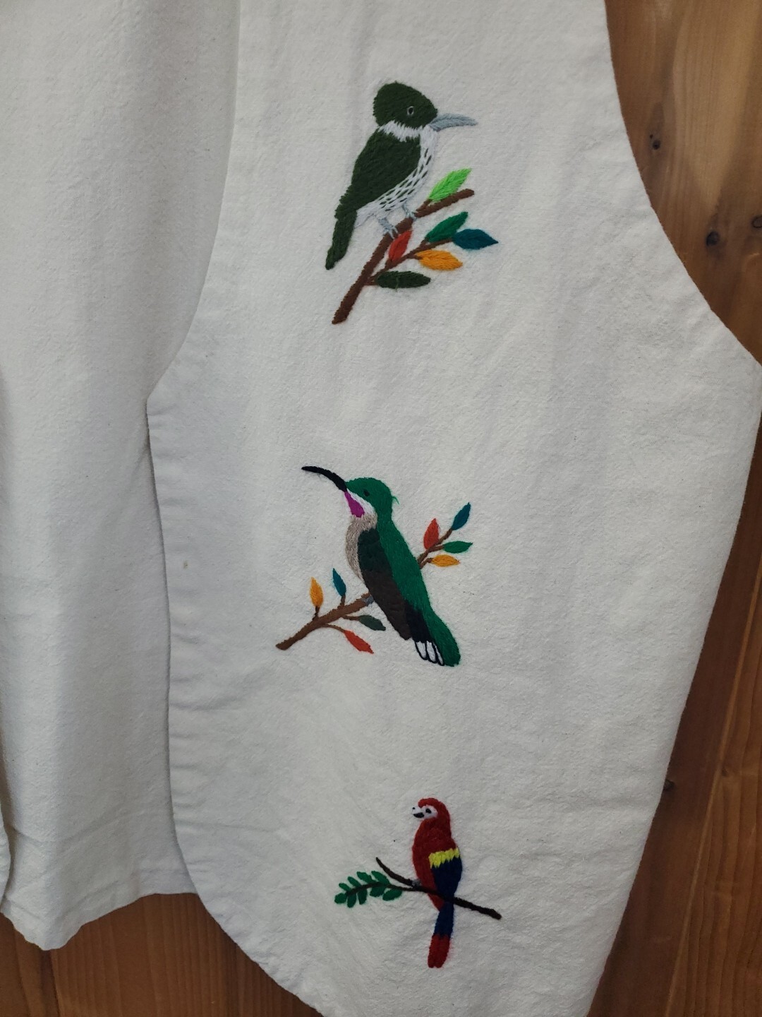 Vtg Handmade Vest Bird Embroidered Applique Womens Sz XL Cottagecore Art