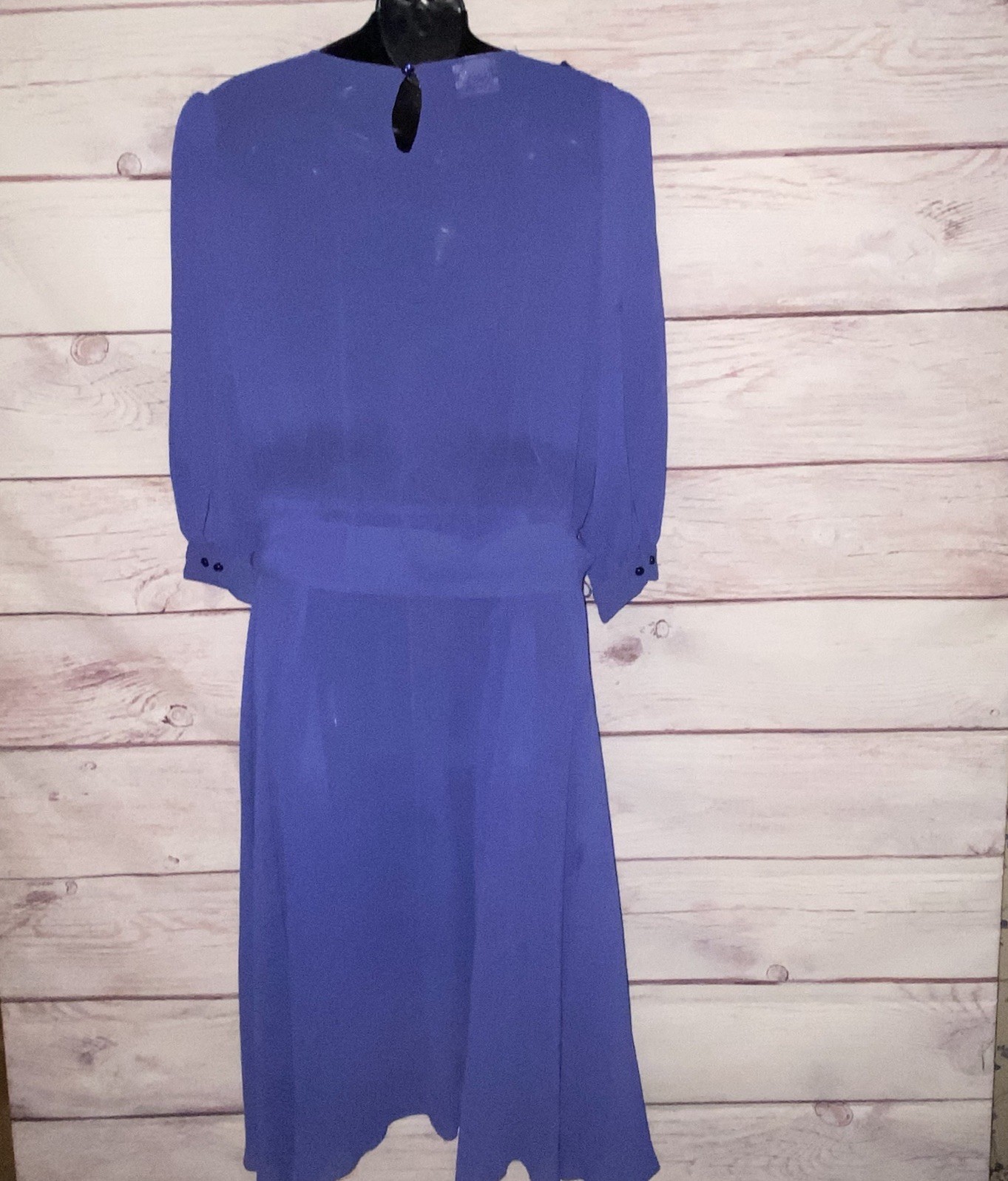 Ursula of Switzerland Cocktail Dress Size 11/12 Blue Chiffon Beaded Victorian