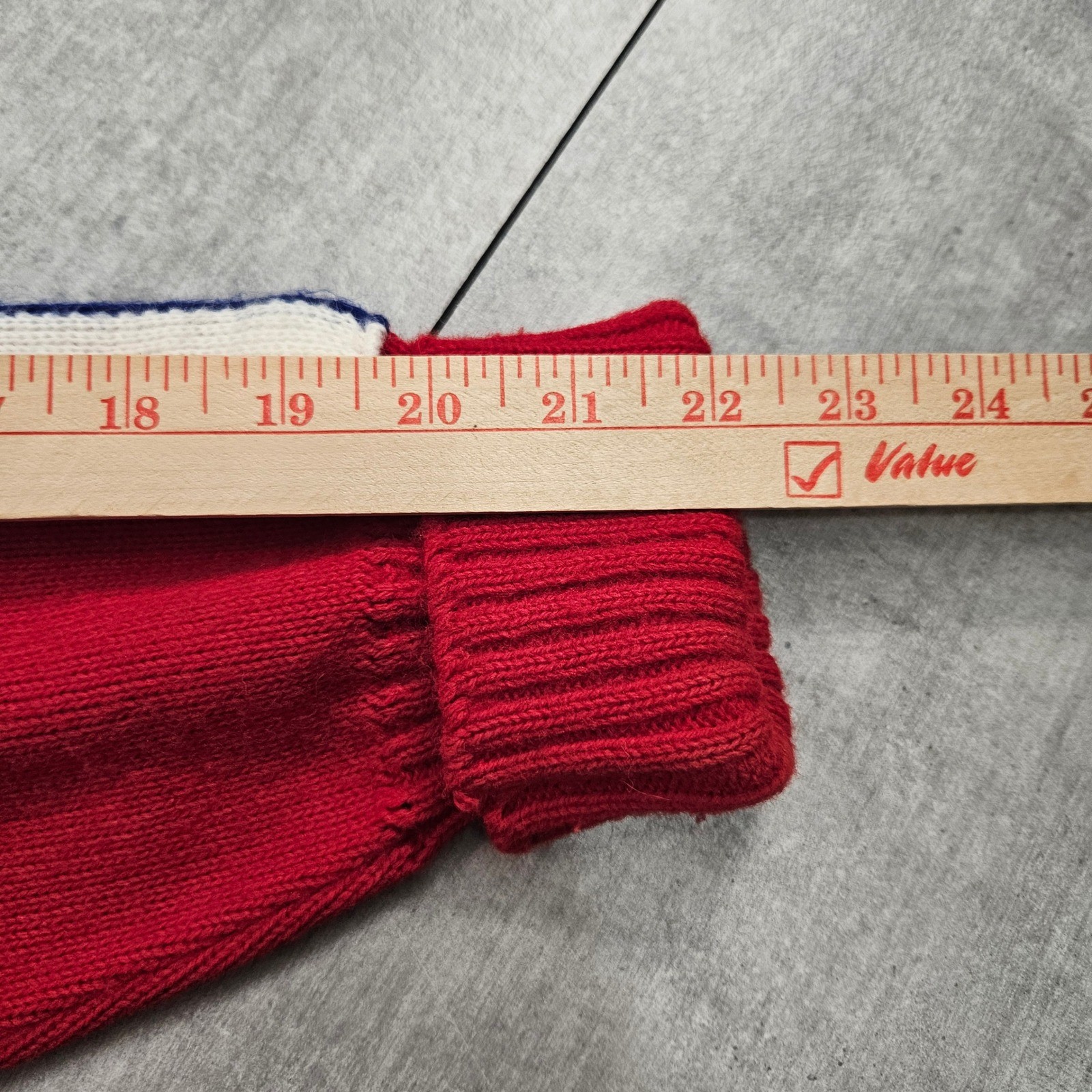 Vintage Cheerleader Supply Co Red Orlon Acrylic Turtleneck Sweater Stripe Sz 36