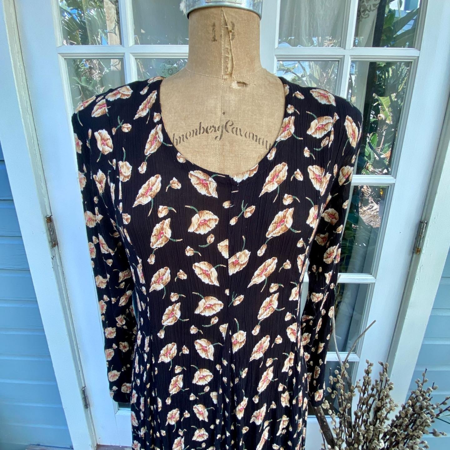 Vintage STARINA Grunge Revival Floral Black Dress Witch Whimsigoth Cottagecore S