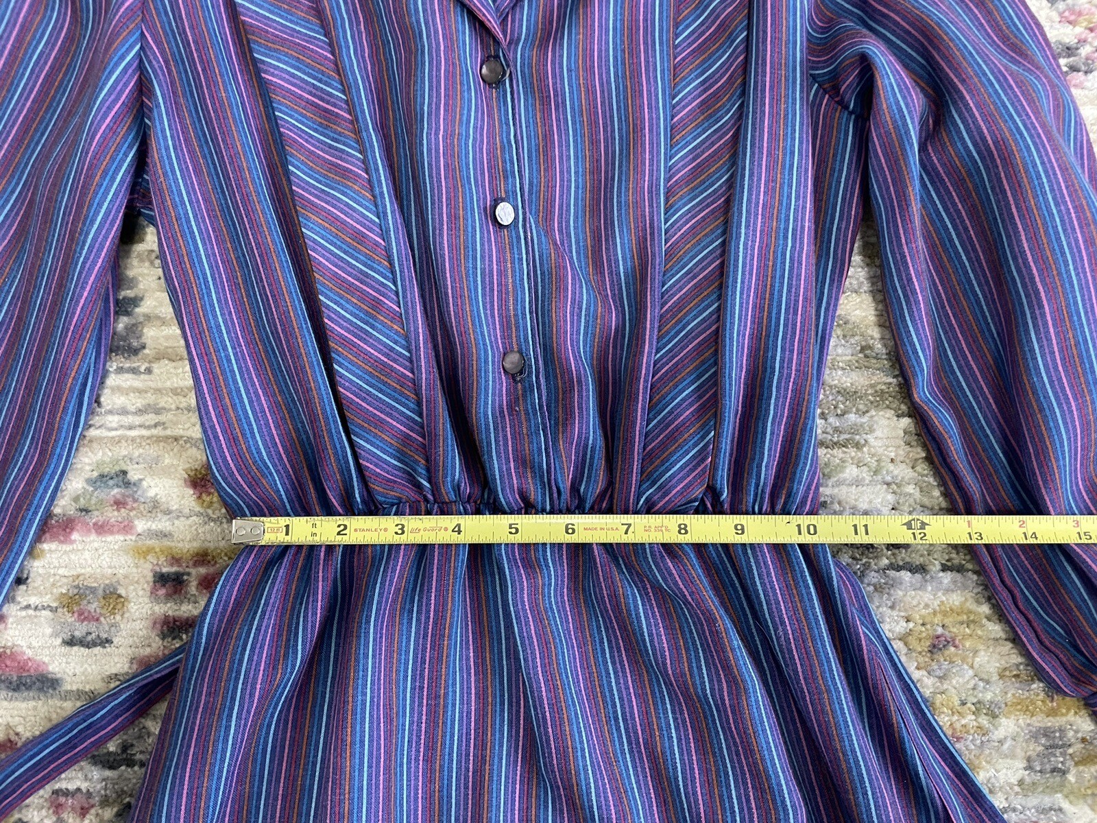Vintage Secretary Dress Purple Multicolor Strips Size 11/12