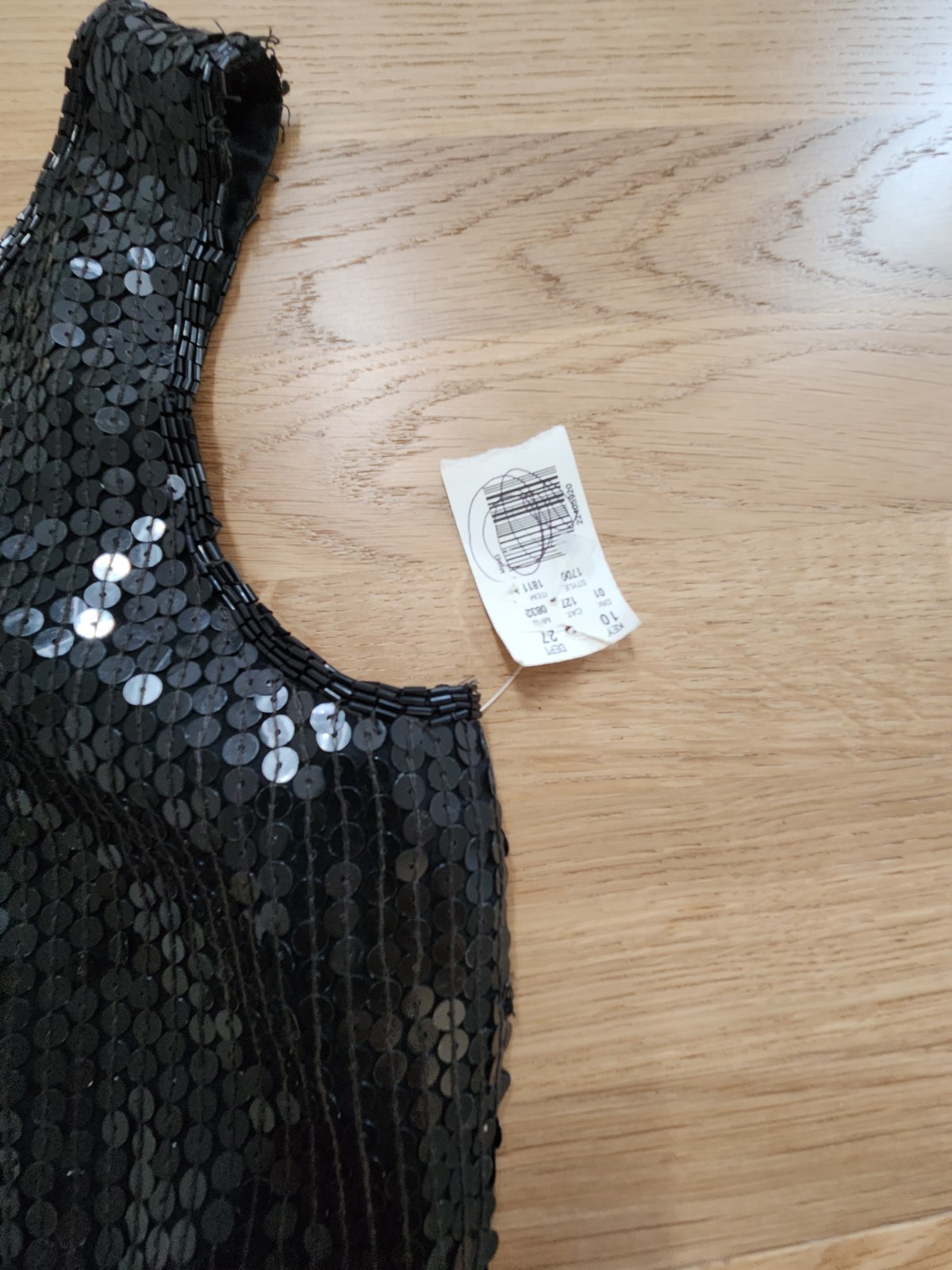 Vtg Y2K 90s Mini Dress 12 Black Silk Sequined Beaded Bodycon NY Club Dance NWT