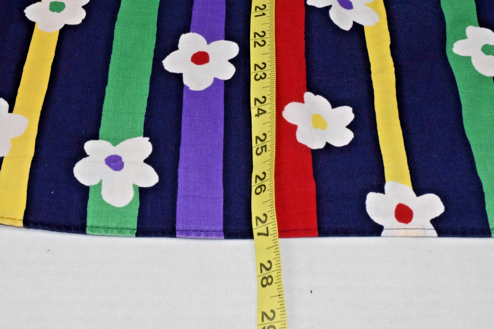 Vintage Top AM Casuals One Size 80s Rainbow Stripe Daisy Collared Tunic Top