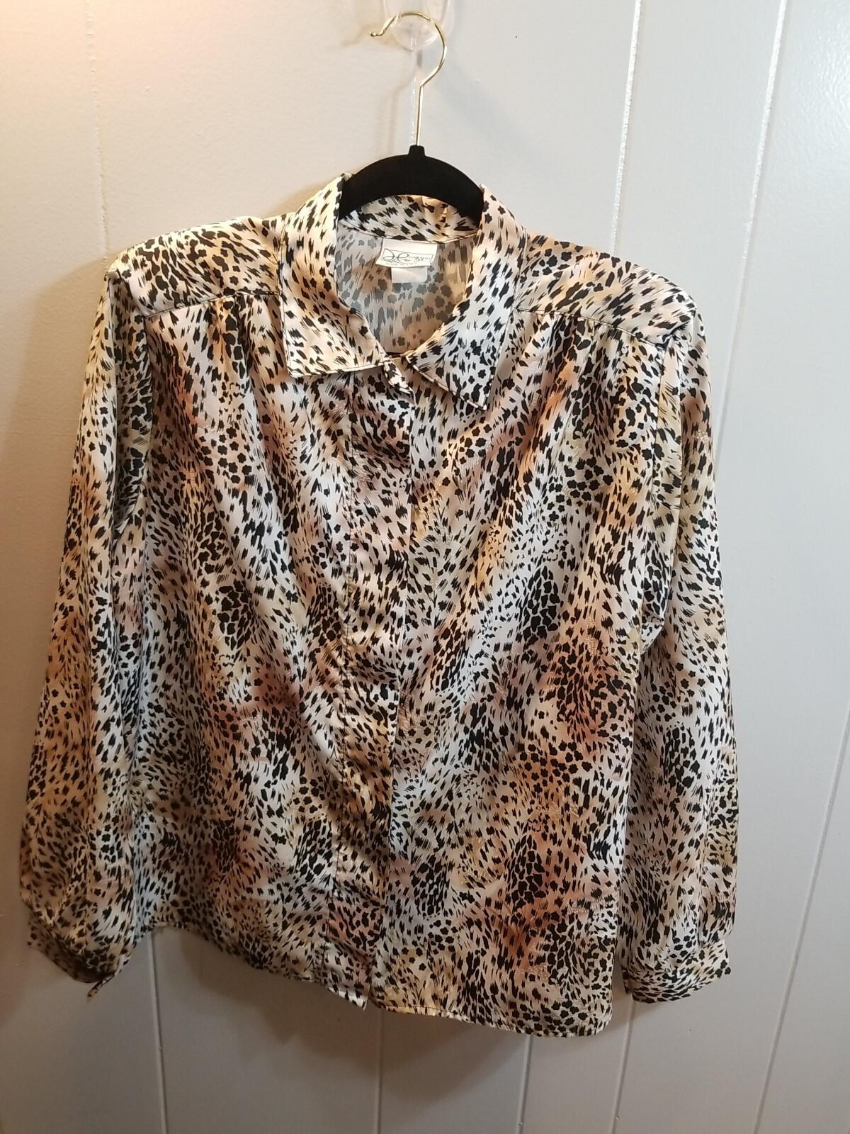 Vintage Haband For Her Women’s 16 Leppard Print L/S Button up Blouse Mob Wife