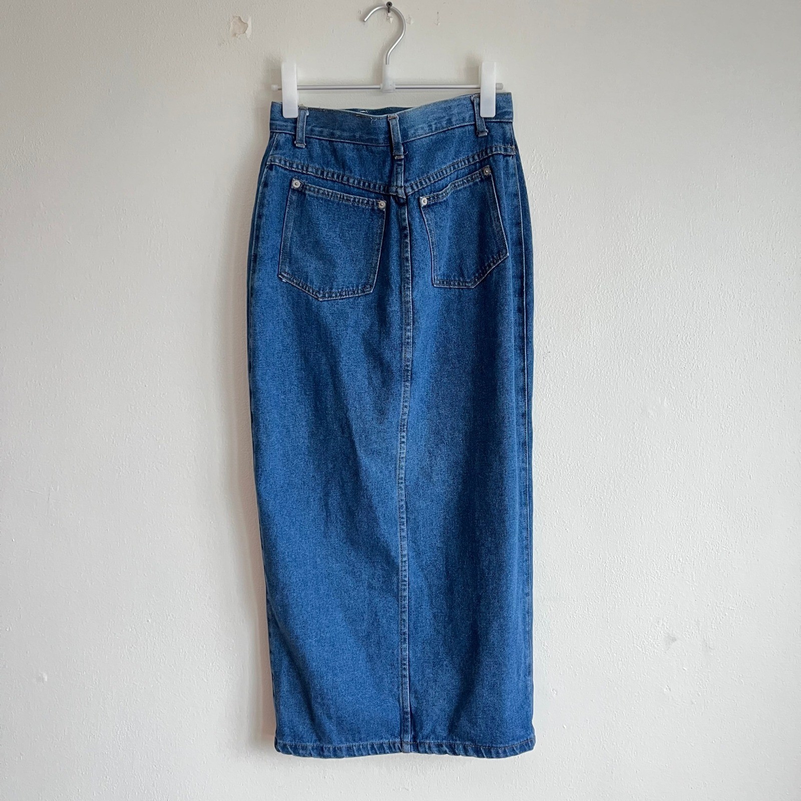 VTG Billy Blues Denim Maxi Skirt Column High Waisted Made in USA 90s Y2K Phoebe