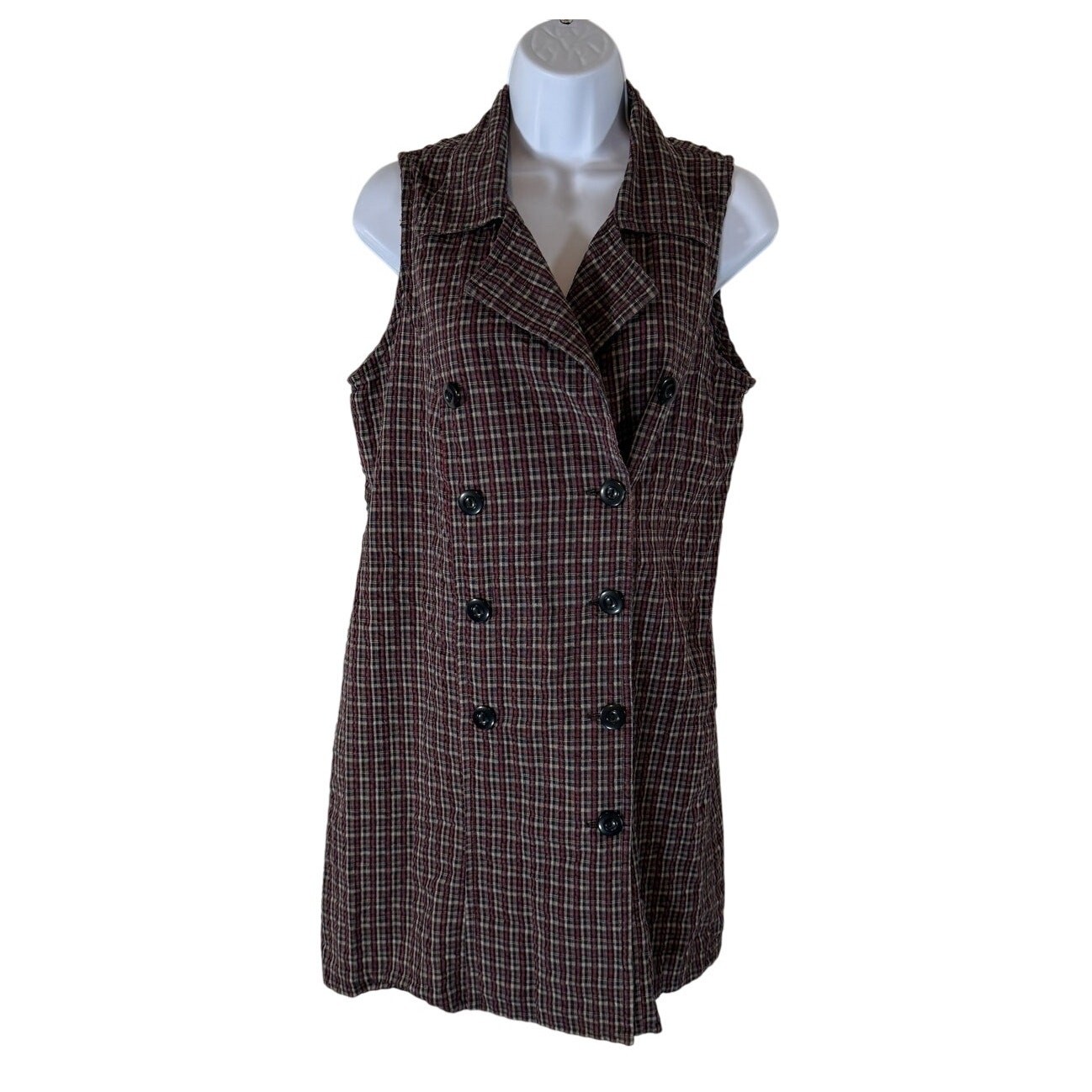 Vtg 90s D.B.Y. Ltd Dress Sz 9 Plaid Blazer Sleeveless Rear Zip Mini Sheath
