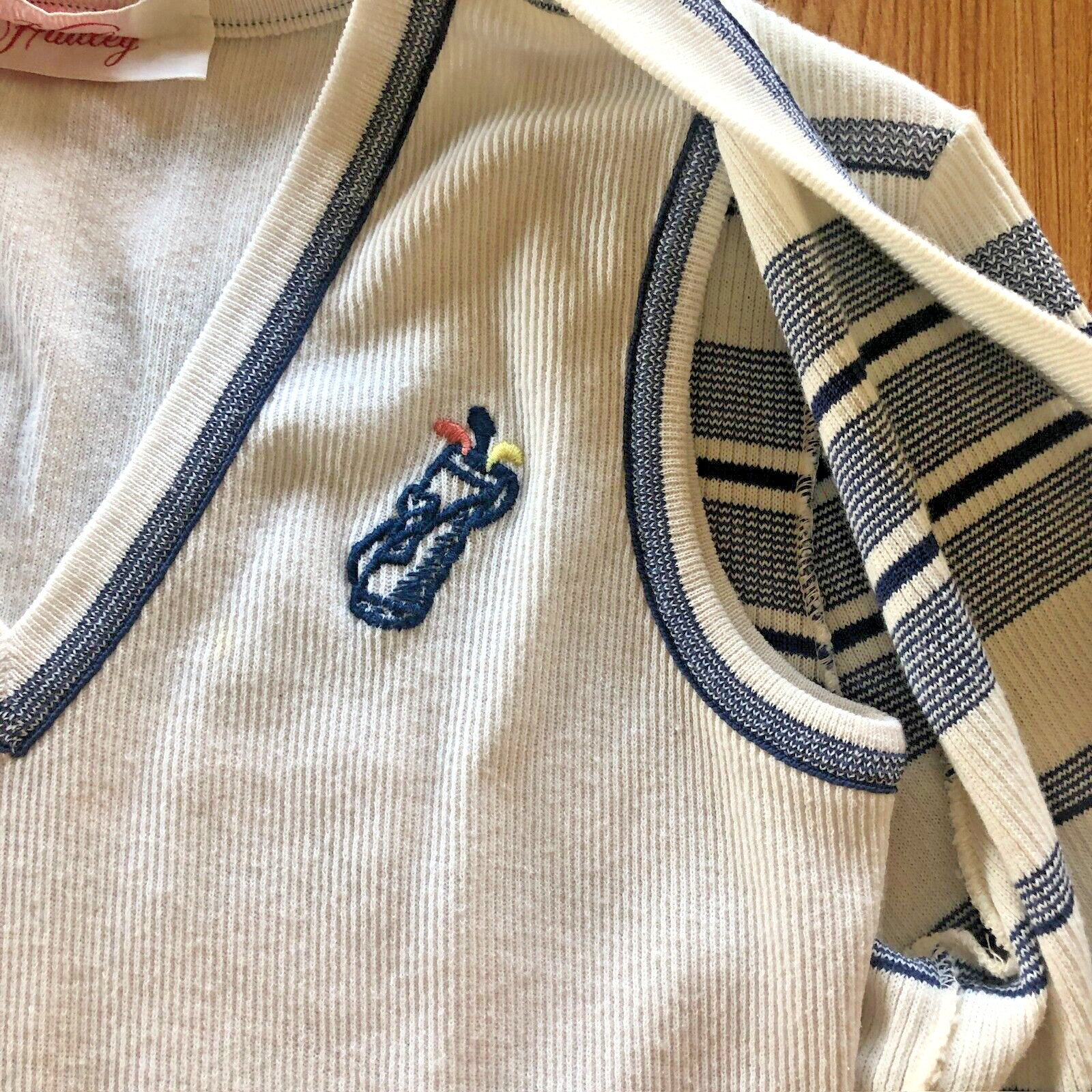VTG Hadley Sweater Set 2pc Golf Breton Cardigan Sz 10 Country Club Quiet Luxury