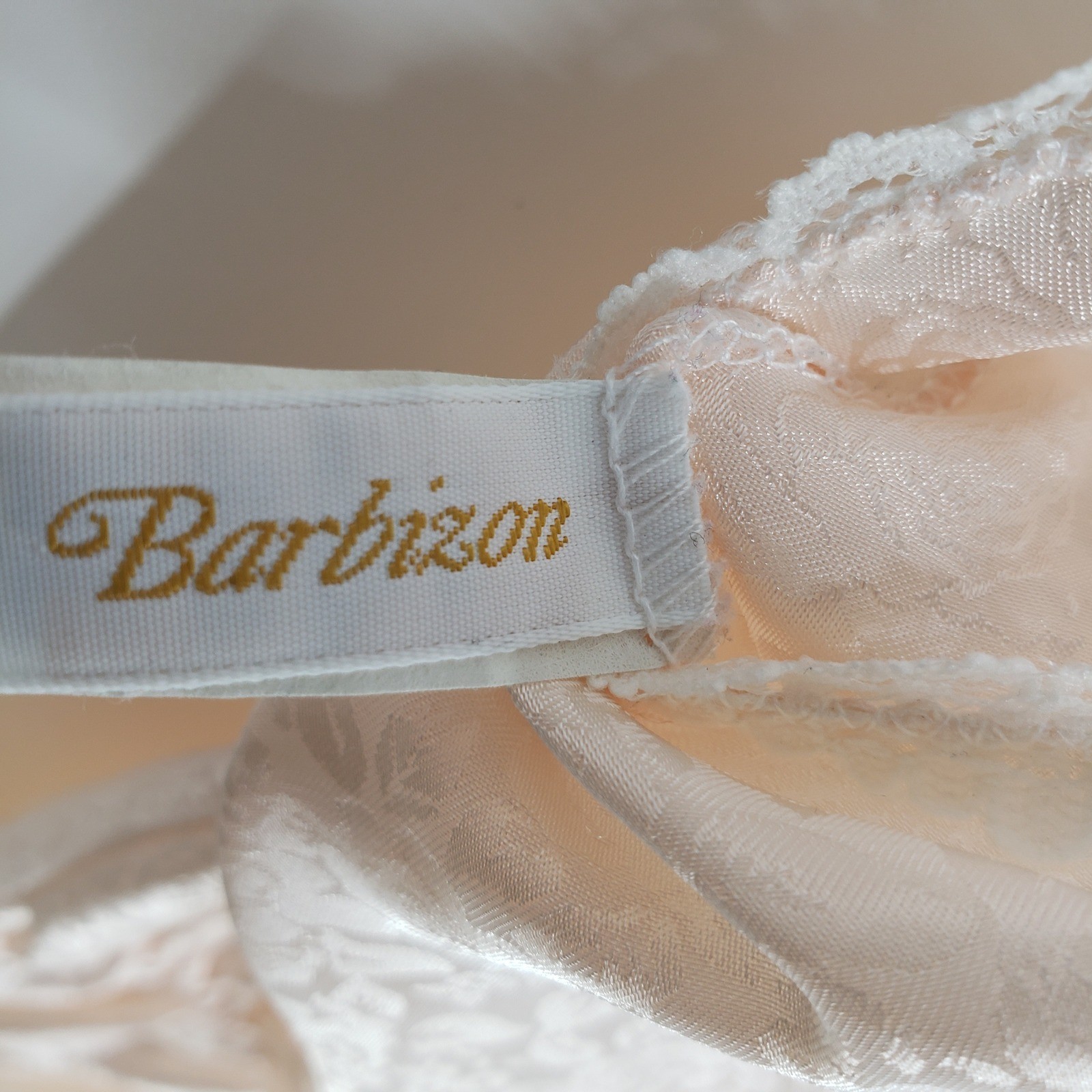 Barbizon Vintage Lace Trim Teddy Bodysuit Womens Small Peach Floral Jacquard 80s