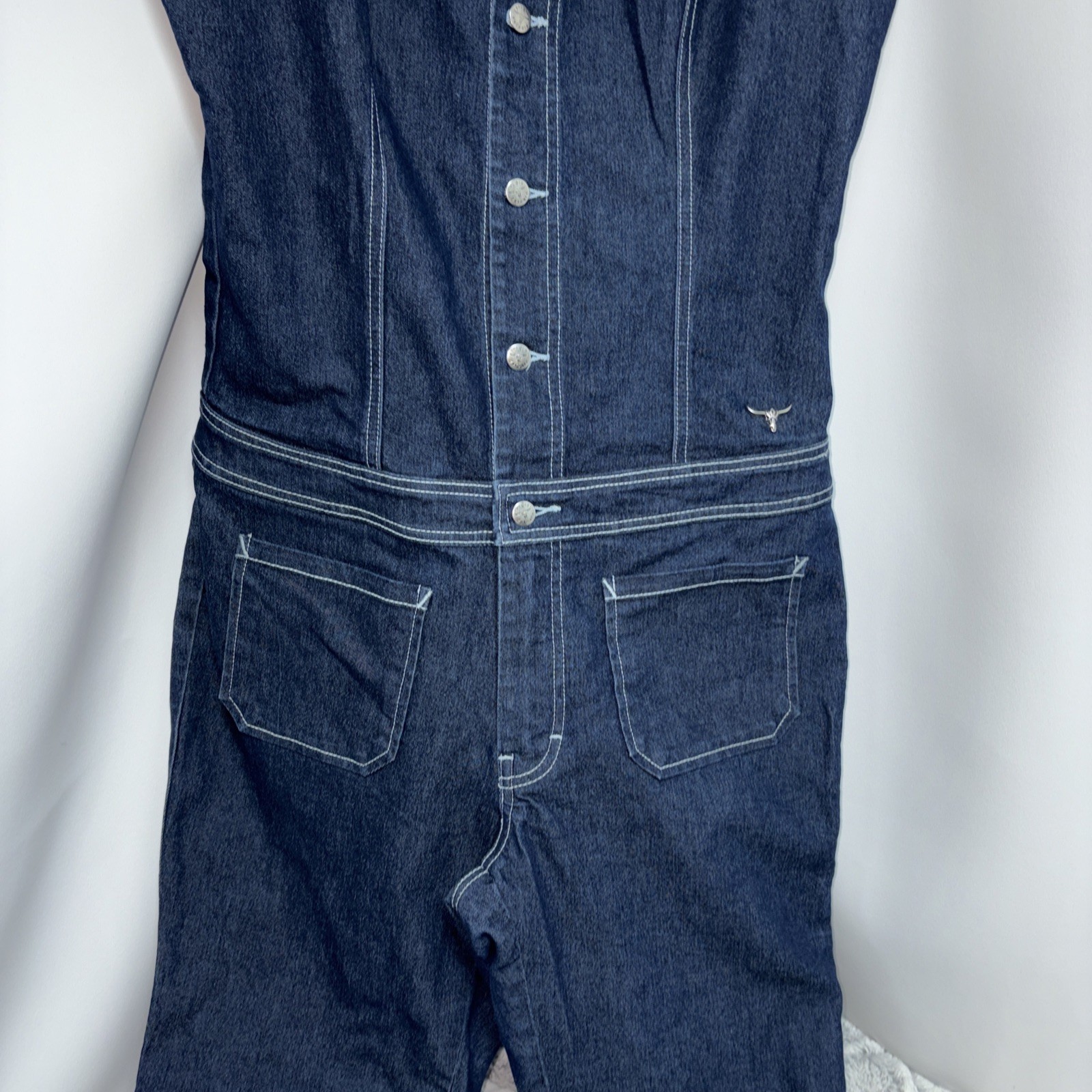 Vintage Sergio Valente Denim Cropped Jumpsuit Size 32 (12-14)