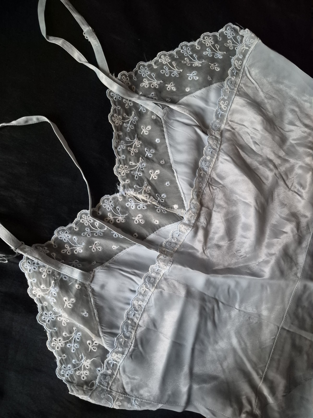 Vintage Blue Rayon Satin MISS SWANK Full Slip 36 Ex.