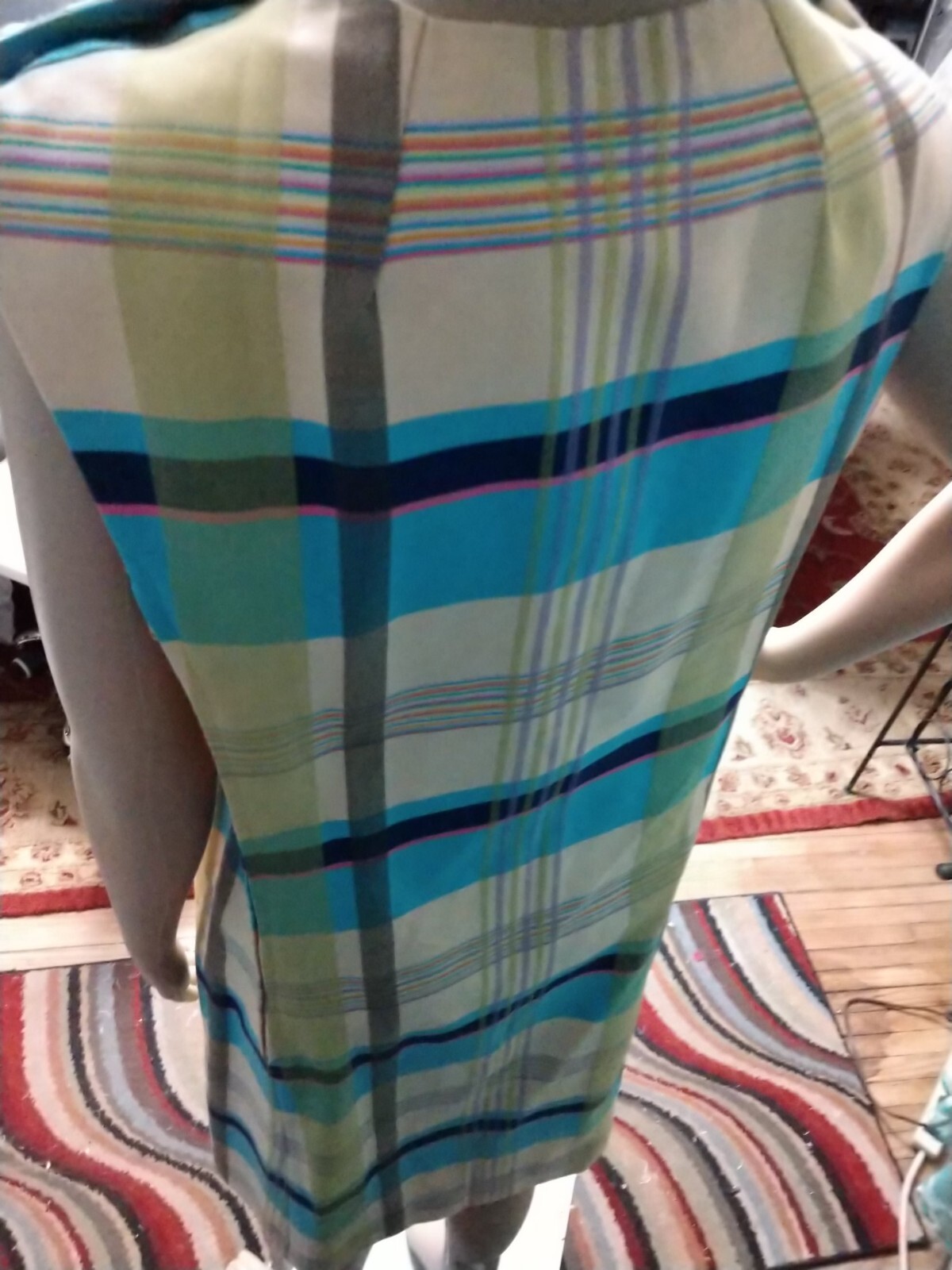 Vintage Nancy Greer 1960-1970’s bright stripes plaid Jumper NY