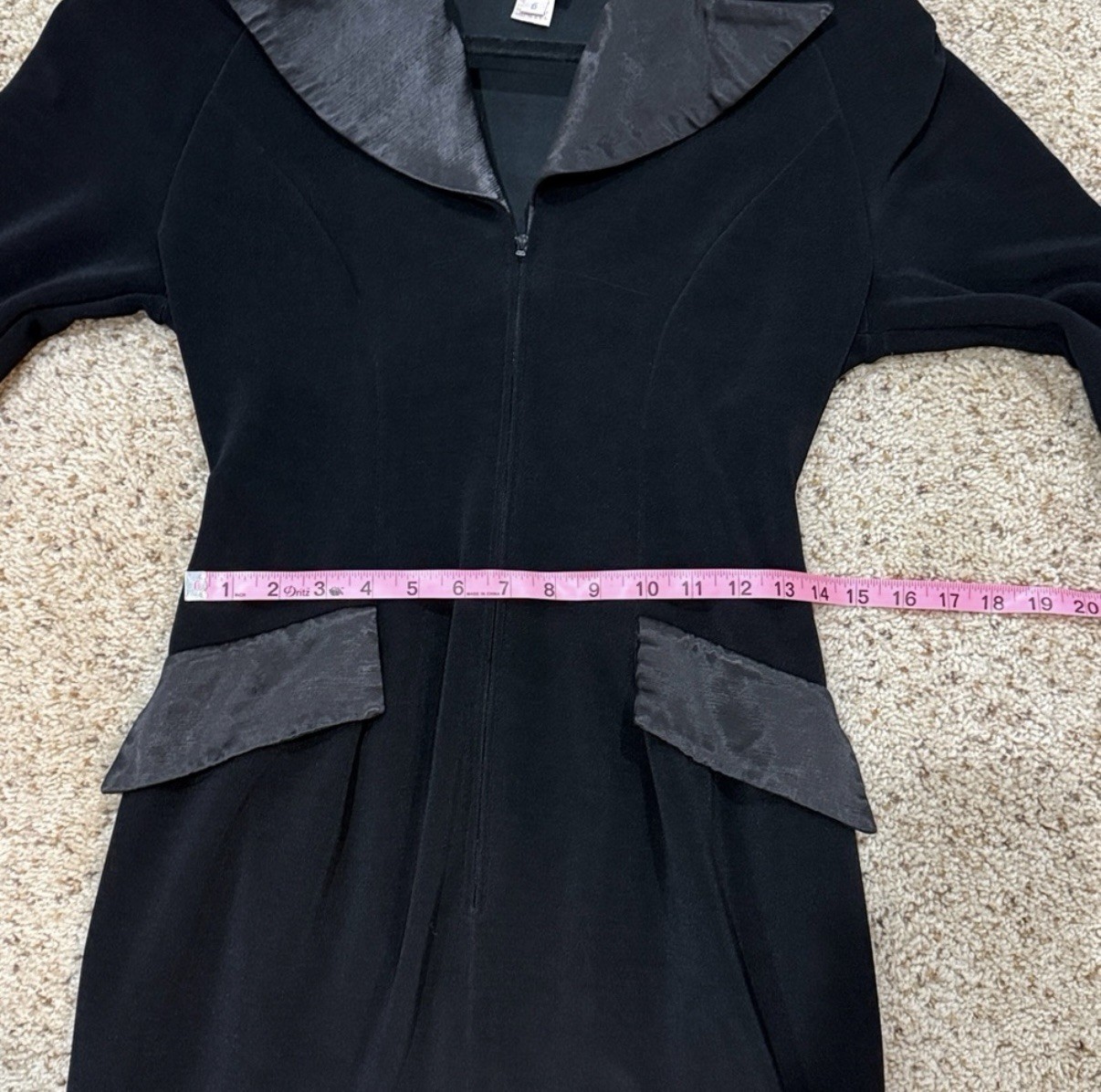 KATHRYN DIANOS Vintage Fitted Sz 6 zip Black Dress stretchy GUC B77
