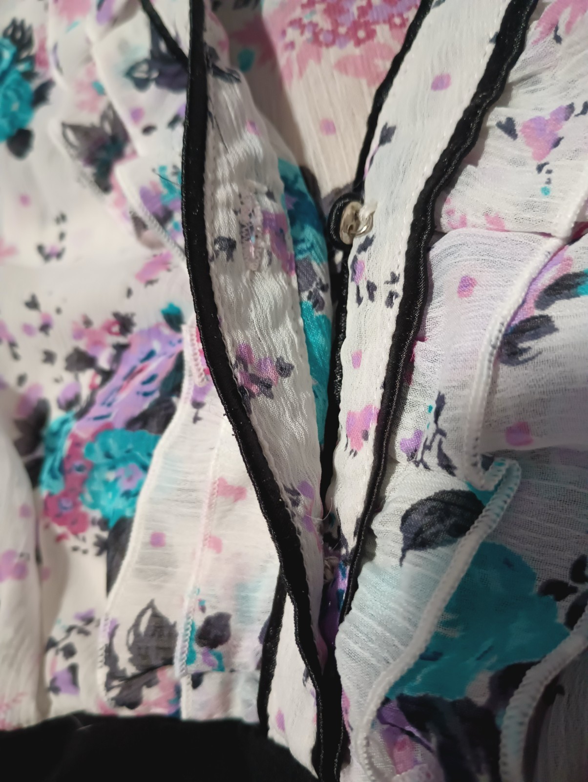 Vtg Y2K FOREVER 21 Sheer Tube Ruffle Tux Mandarin Collar Top M
