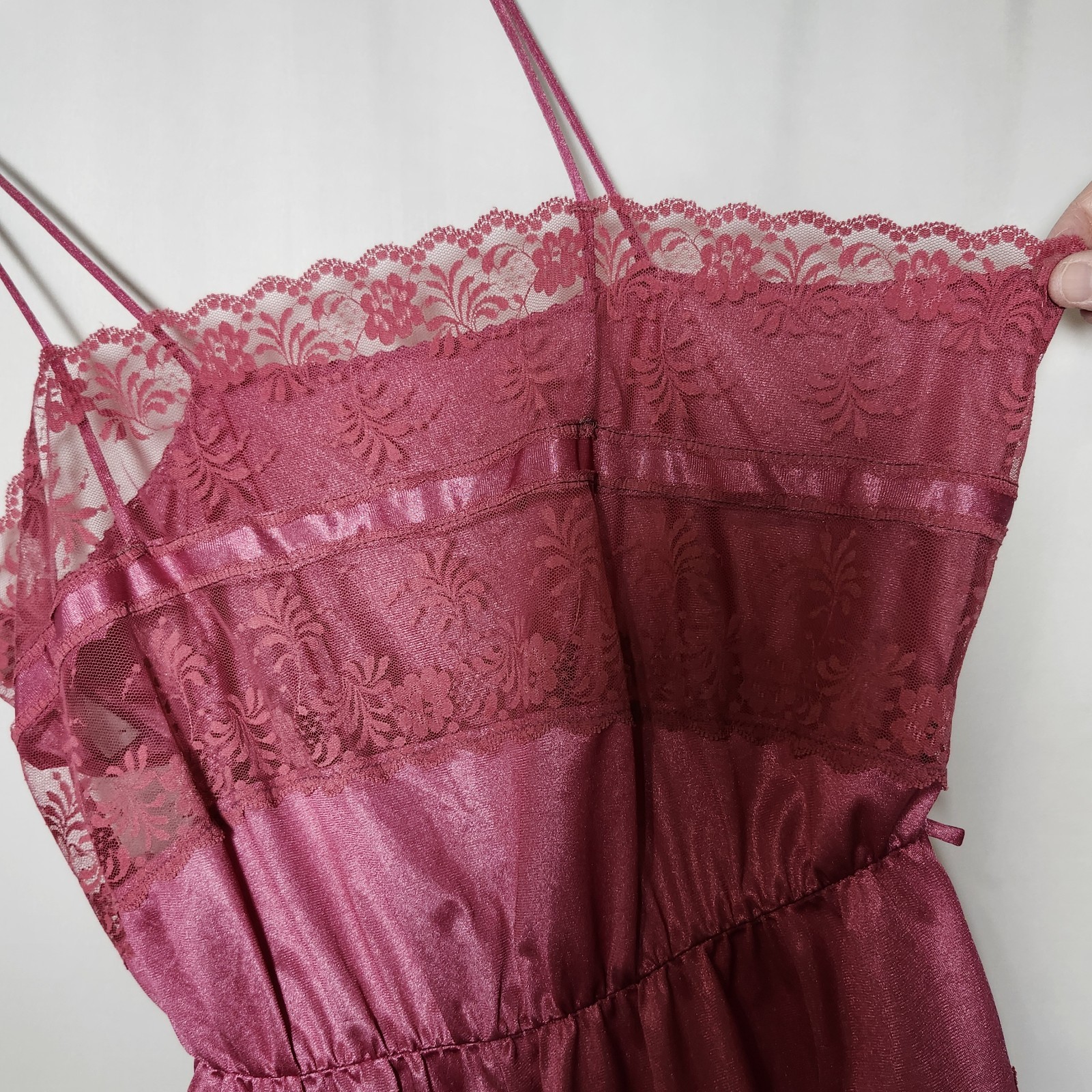 Texsheen Vintage Womens Size Large Mauve Teddy Romper Lingerie Sexy Snap Closure