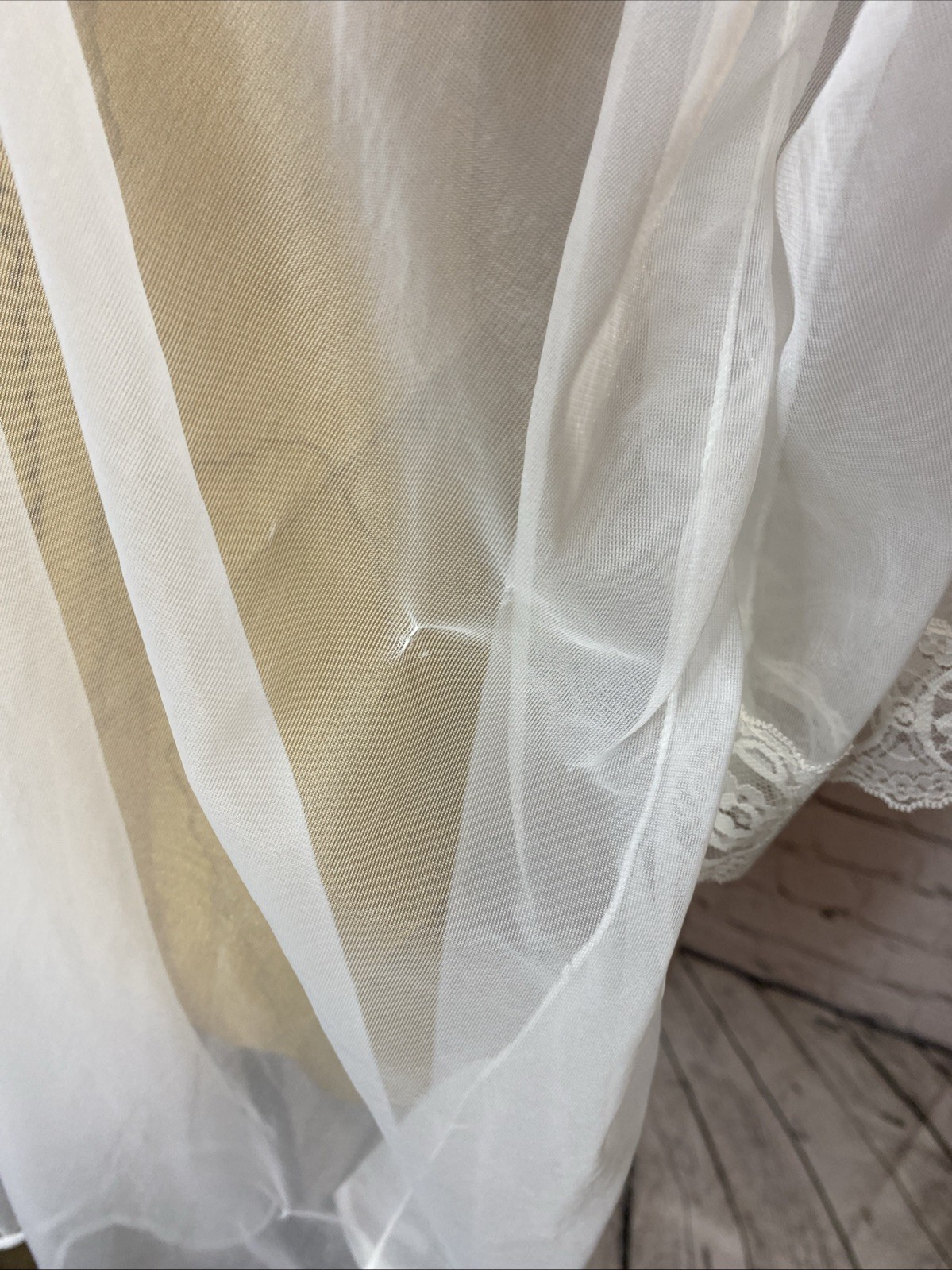 VTG Pandora Chic Sheer White Chiffon Nylon Robe Lingerie California Made S/M