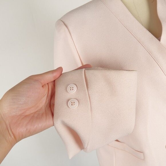 Vintage Happy Legs Double Breasted Blazer Jacket Pink M/L Preppy Retro 80s 90s
