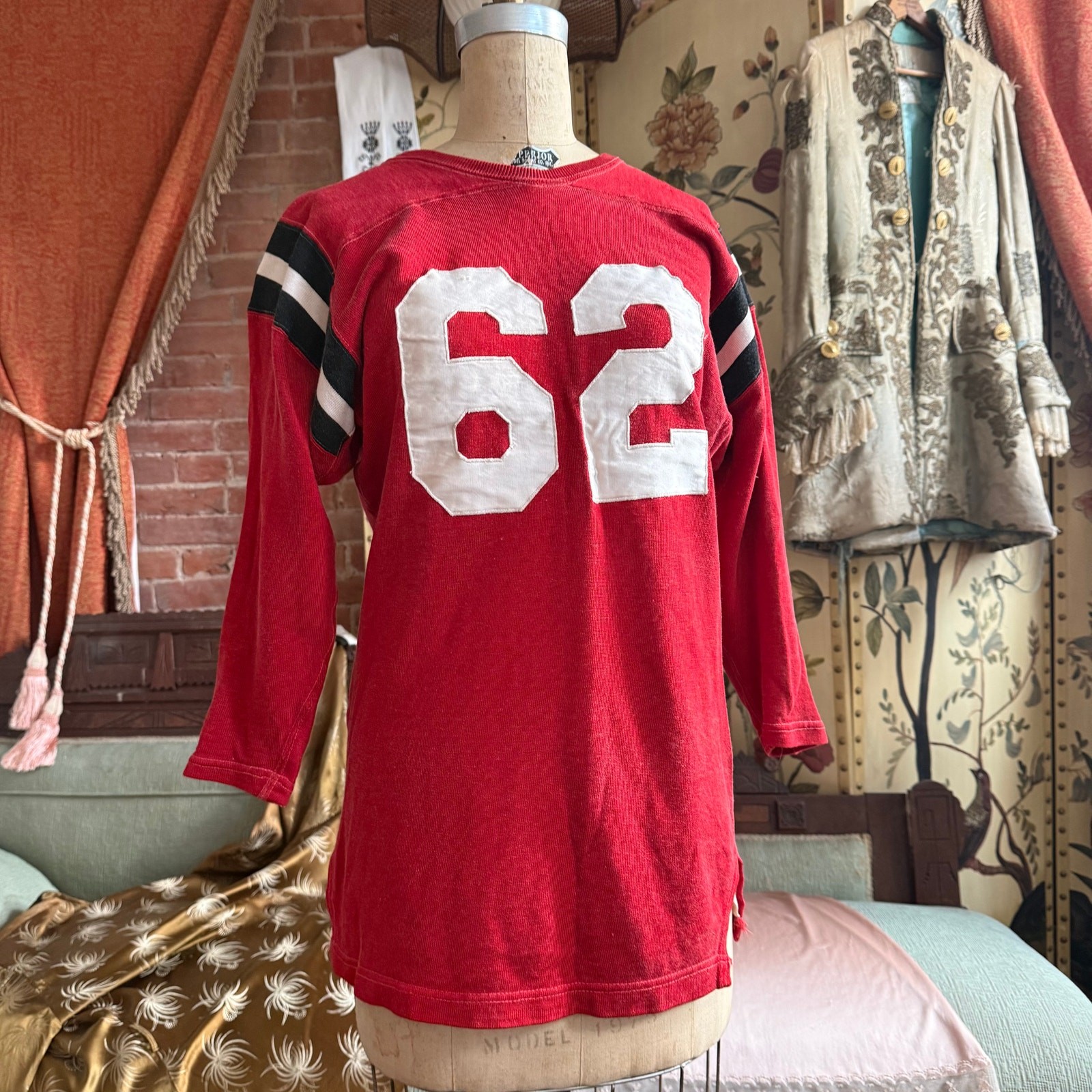 Authentic 1950s Spanjian Pasadena Heavy Cotton Knit Football Jersey Size 42