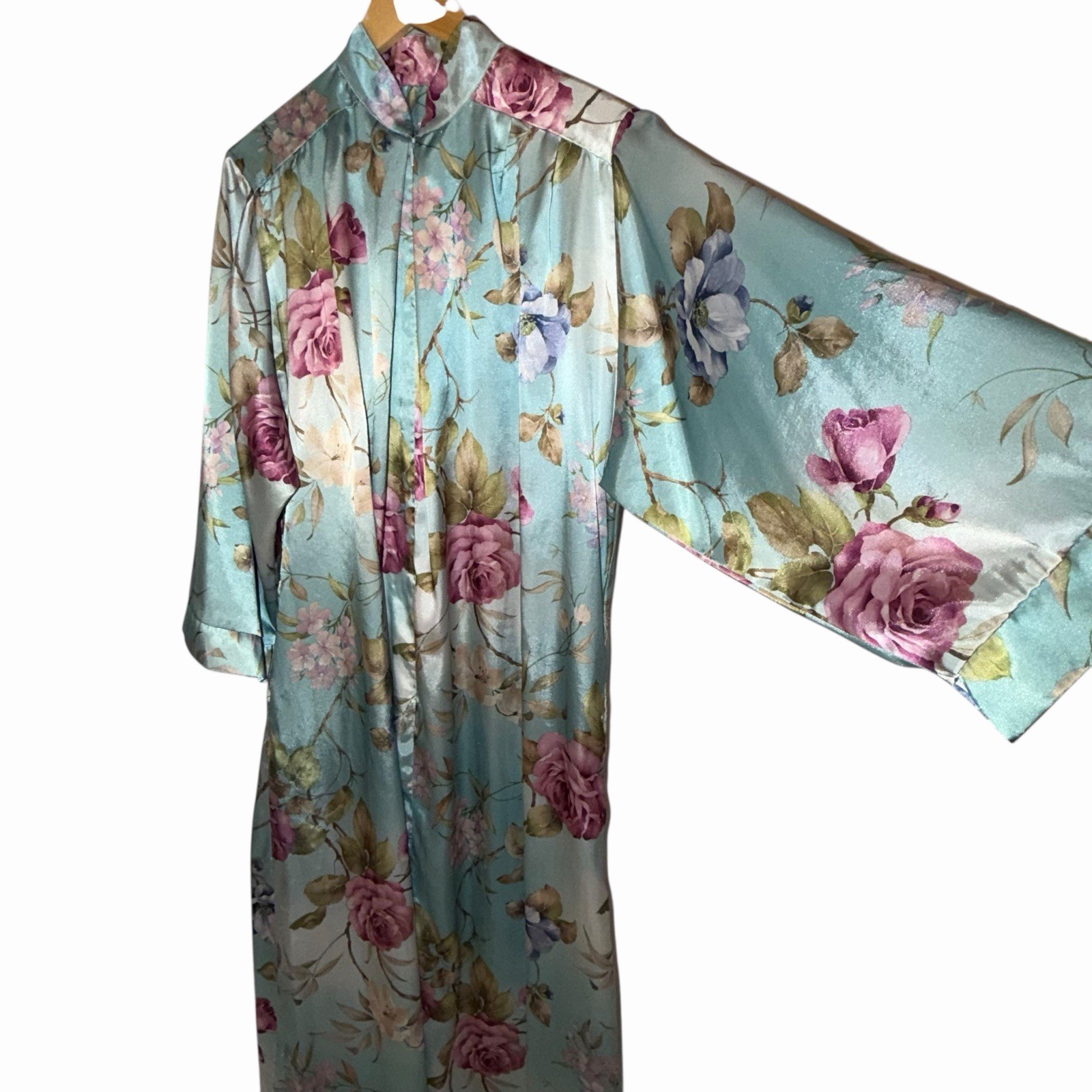 Vtg Brownstone Studio Cottagecore Floral Kimono Robe L Loungewear Mrs Roper USA