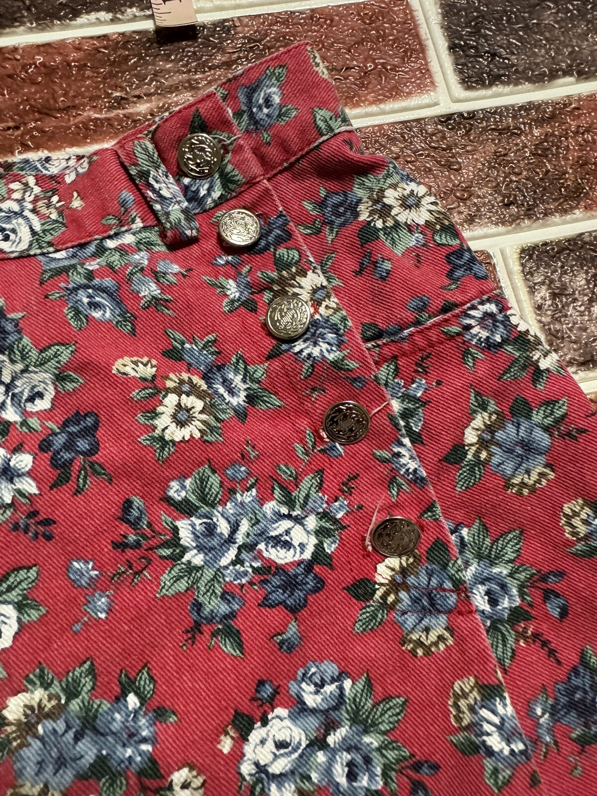 1990s Vintage Amy Byer High Waist Floral Denim Skort 27” Waist