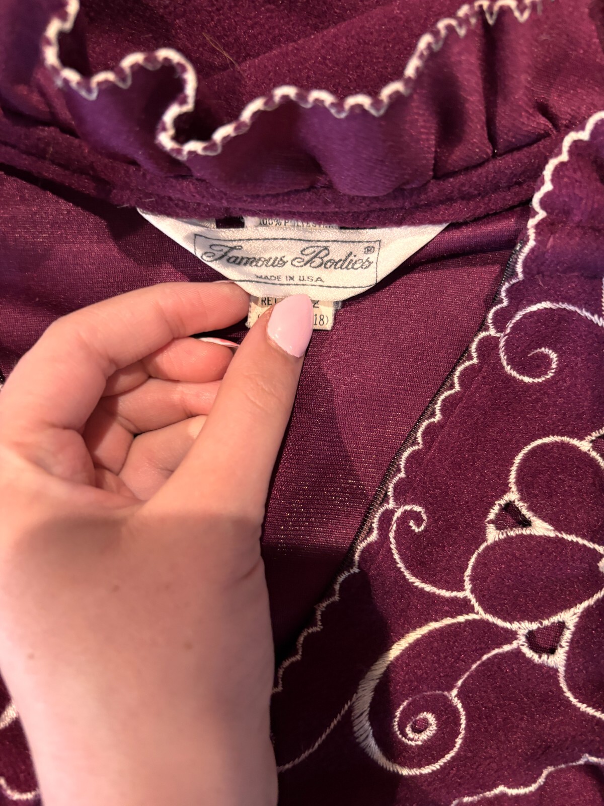 Vintage Purple Velvety Dressing Gown Night Dress Lrg. Sz. 16-18 Grandma Core