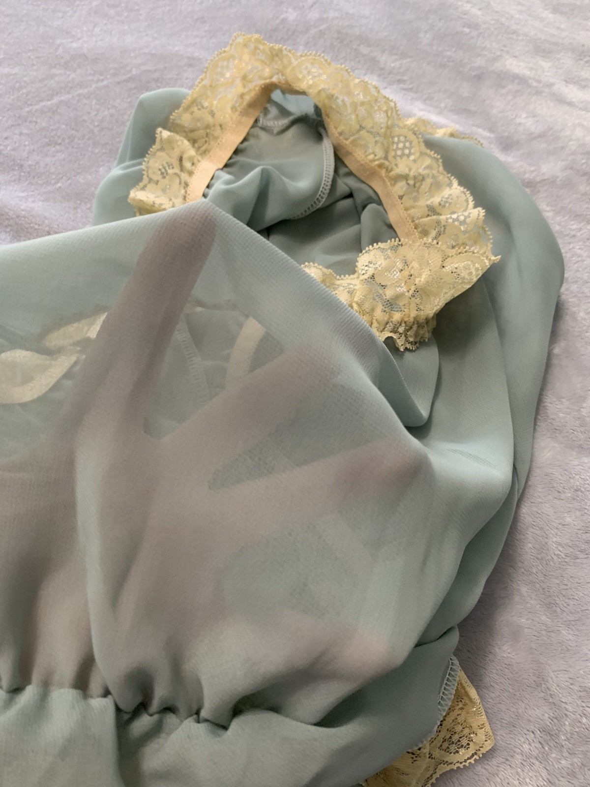 NEW Sheer Chiffon Lingerie Set 1X Bloomers Panties and Cami Top Frilly