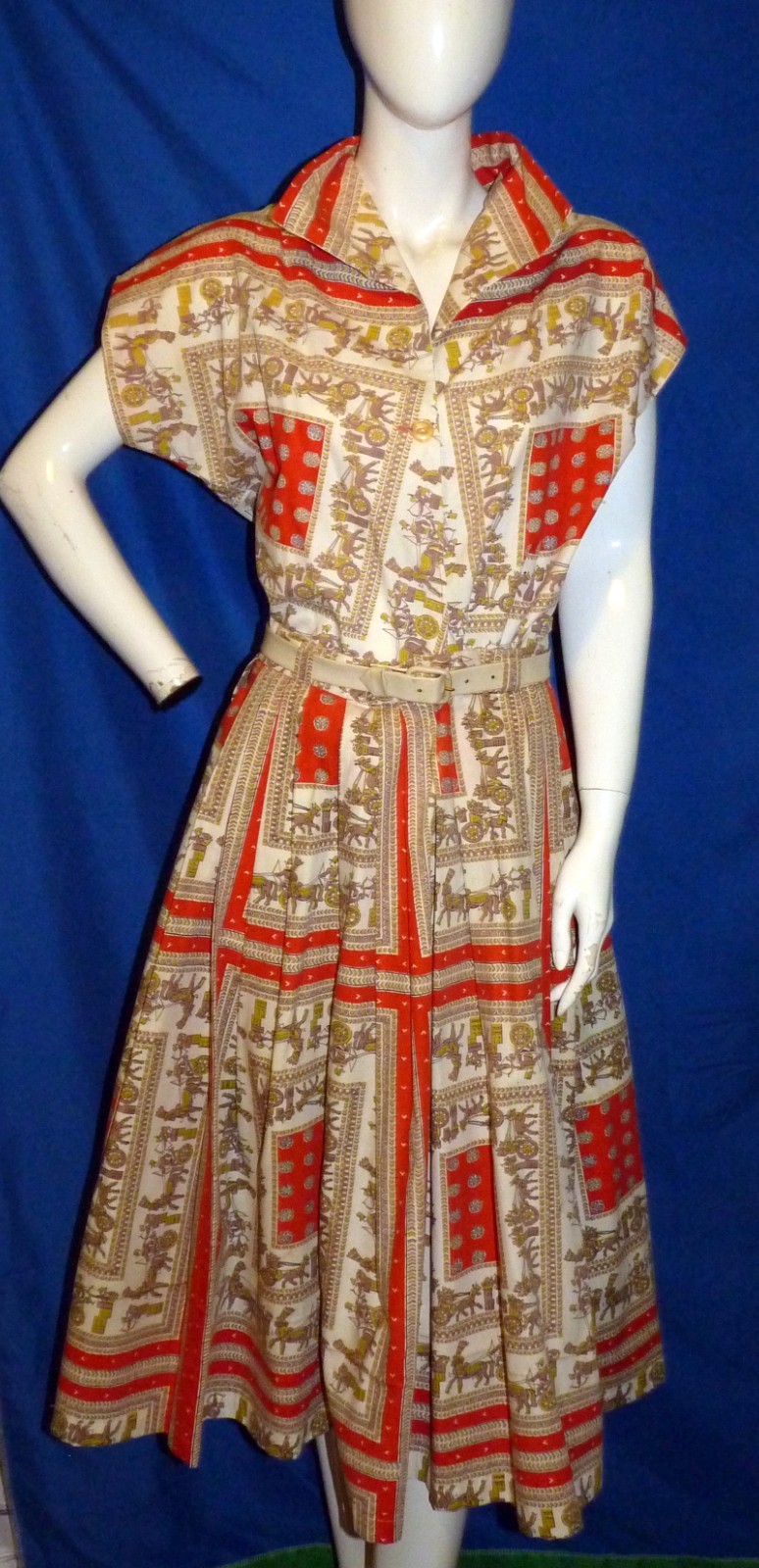 1950s Art Mor Novelty Print Dress Sony Pictures Hollywood Costume Bust 38″ Large