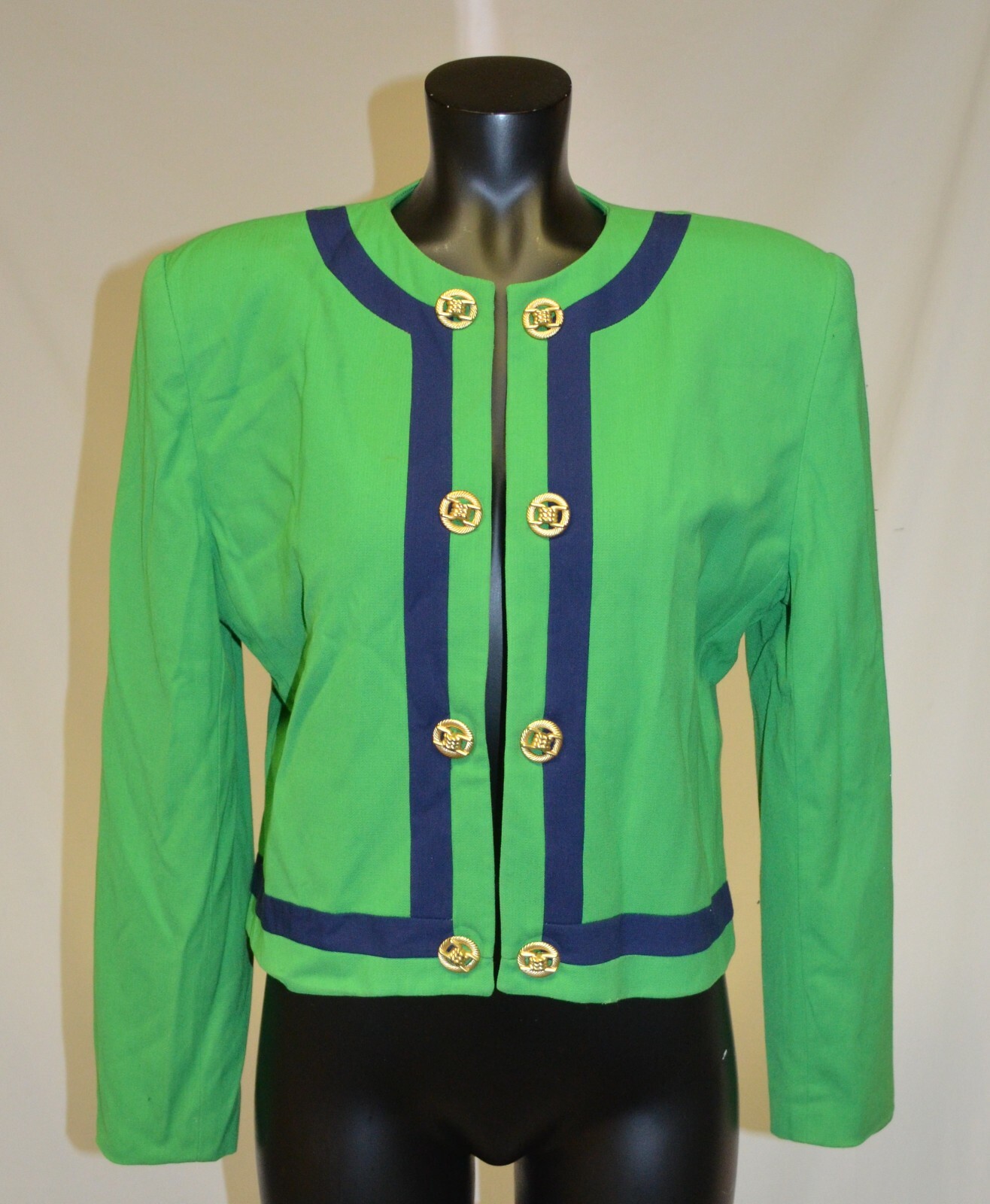 Jo Hardin Vintage 80s Green & Navy Formal Jacket sz 8