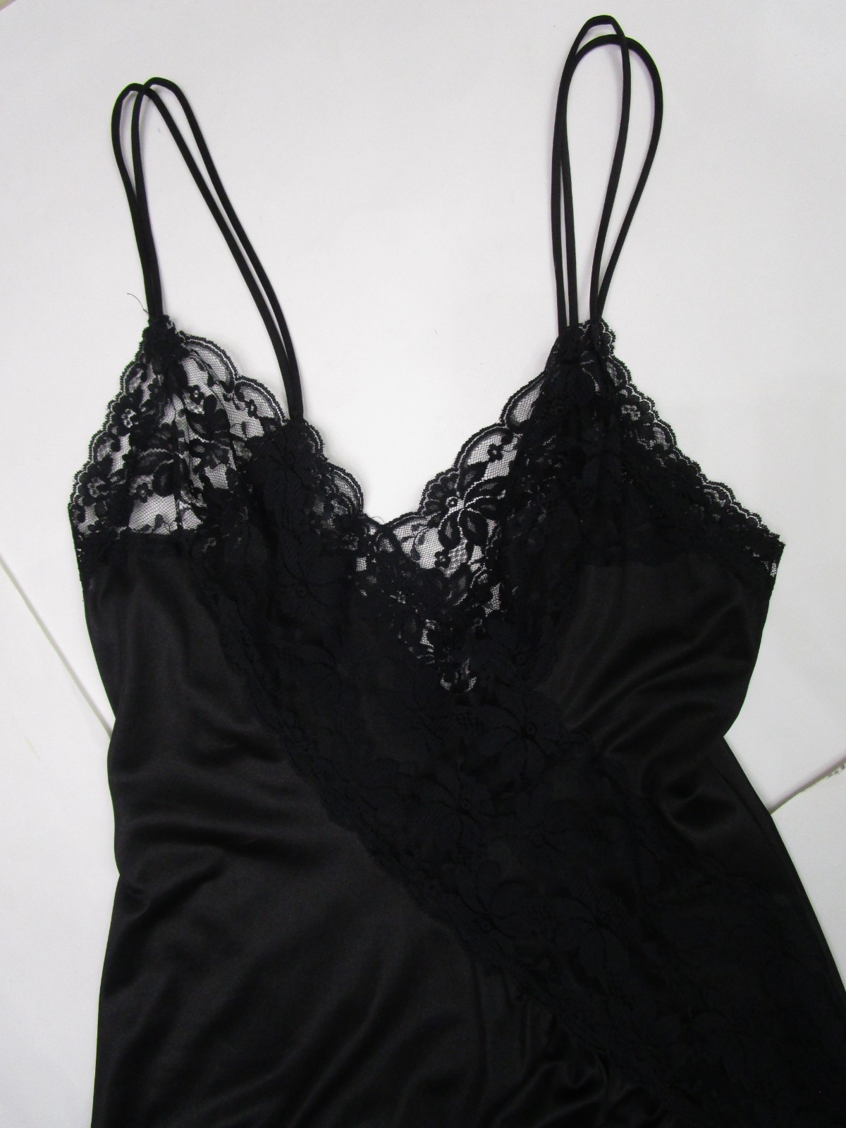 S Black Val Mode Peignoir Set Night Gown Robe Vintage Huge Sweep