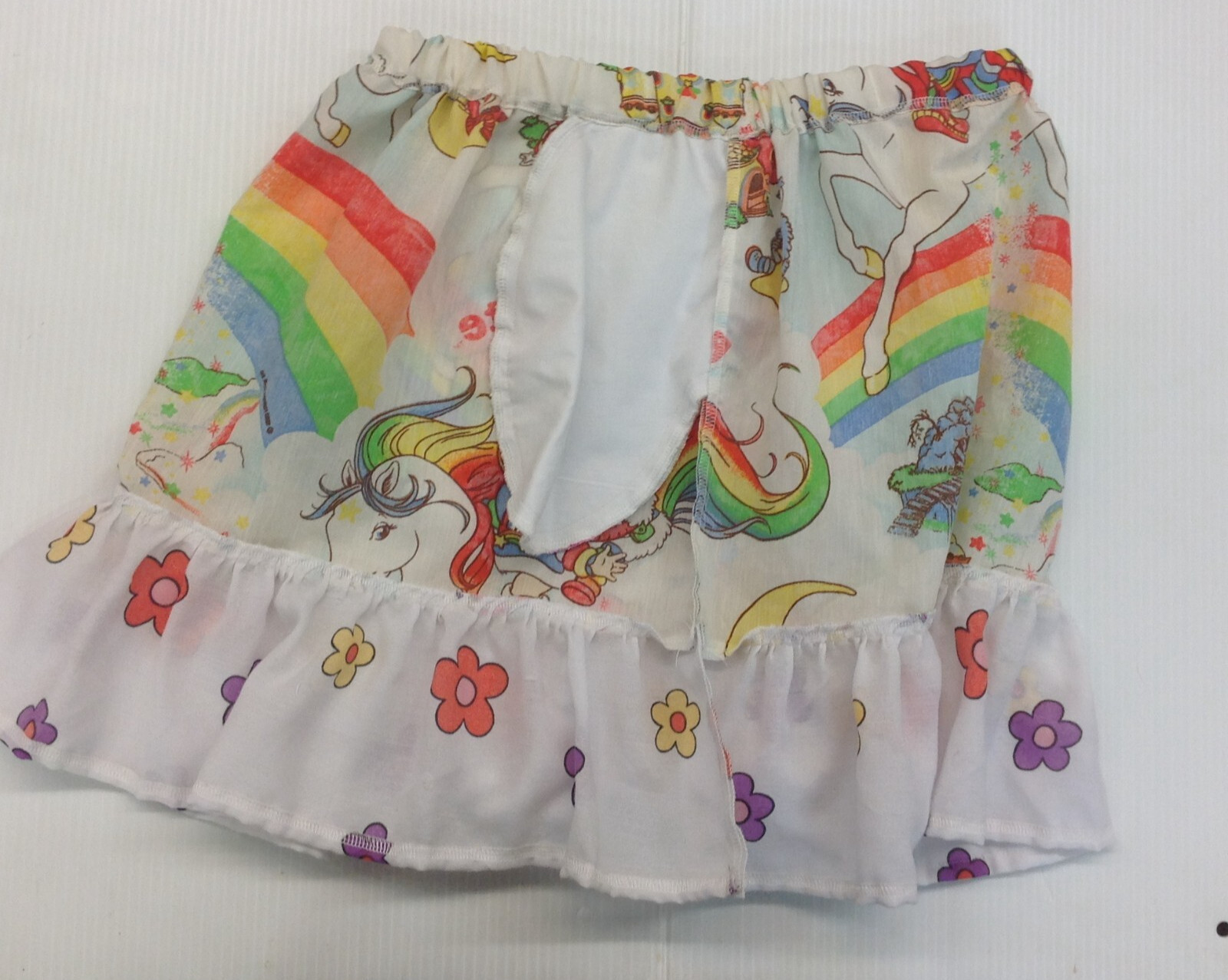Vtg 1983 Rainbow Brite Child’s Skirt Sewcial Anxiety Upcycle Fabric with Pockets