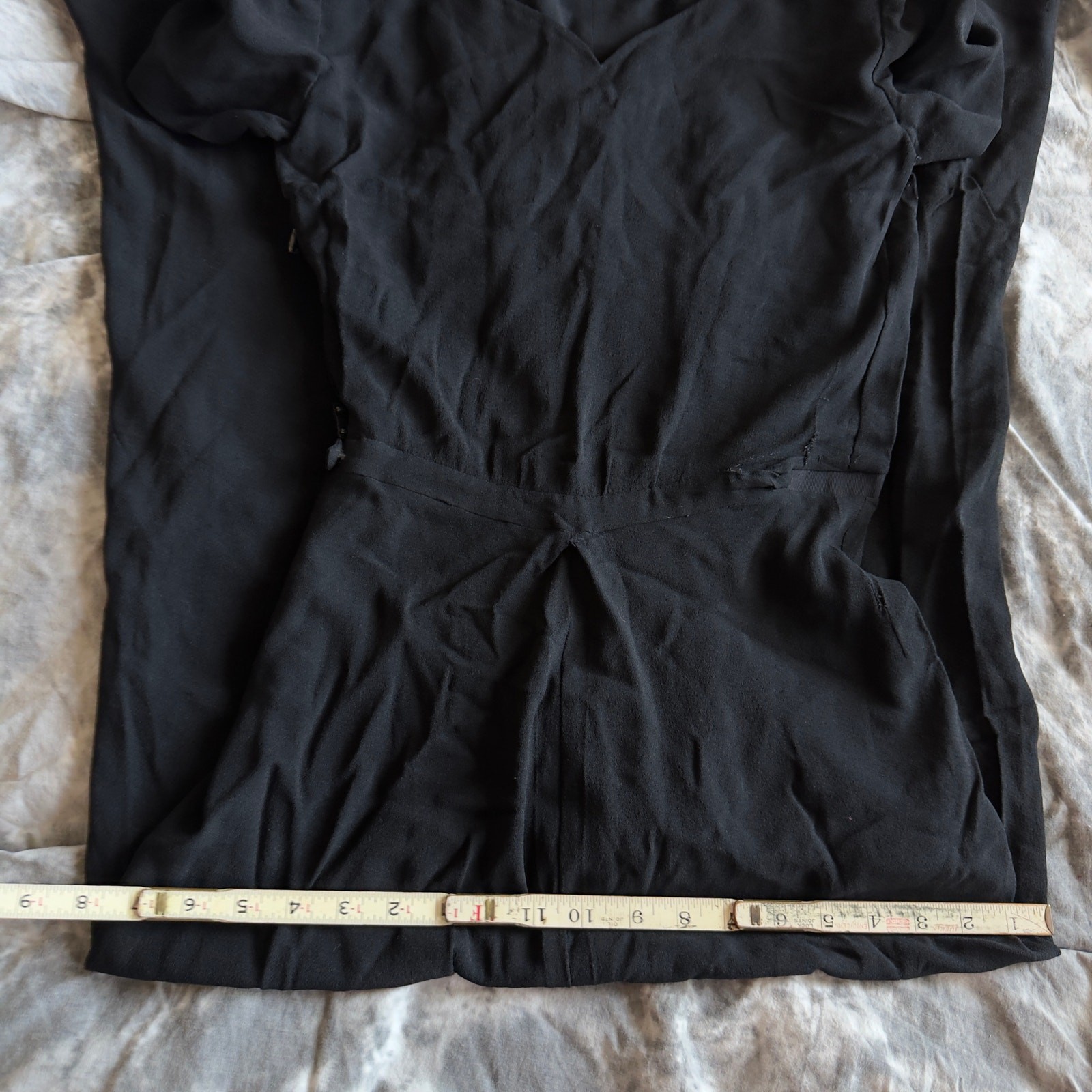 Vintage 1940s Black Rayon Maxi Cocktail Dress Gown 24” Waist Size Small READ