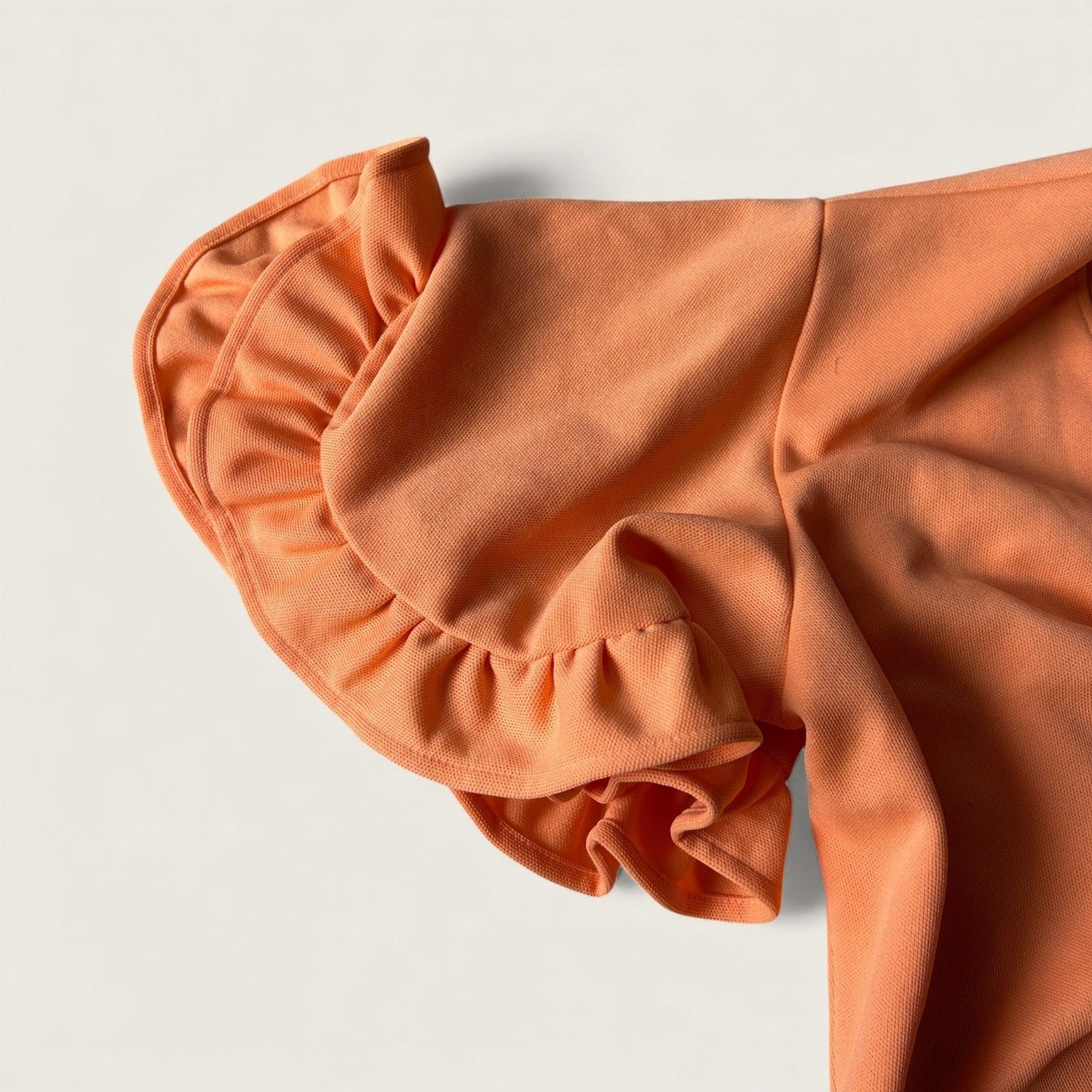 Vintage Peach Ruffle Sleeve Tie Front Crop Top Cottagecore Summer Retro Large