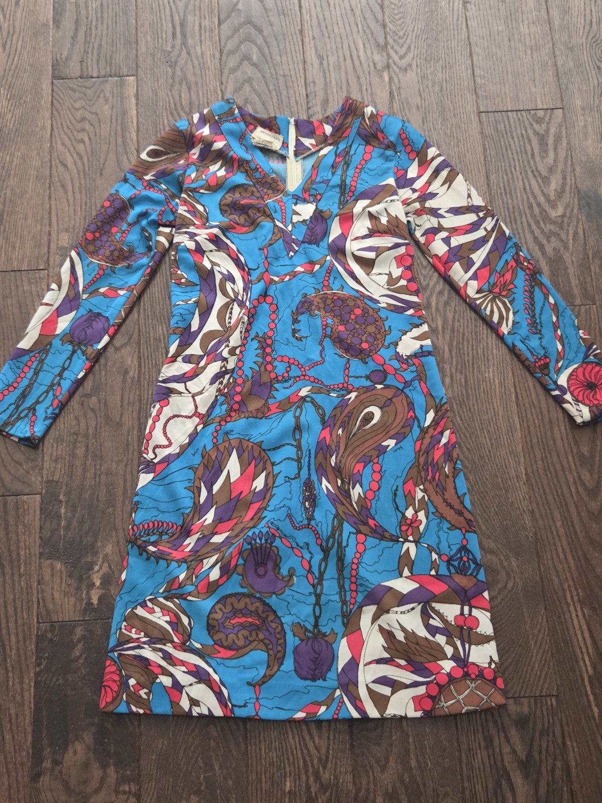 Vintage 60s Imported by Riviera Psychedelic Mod Mini Dress Trevira 2000 Italy S