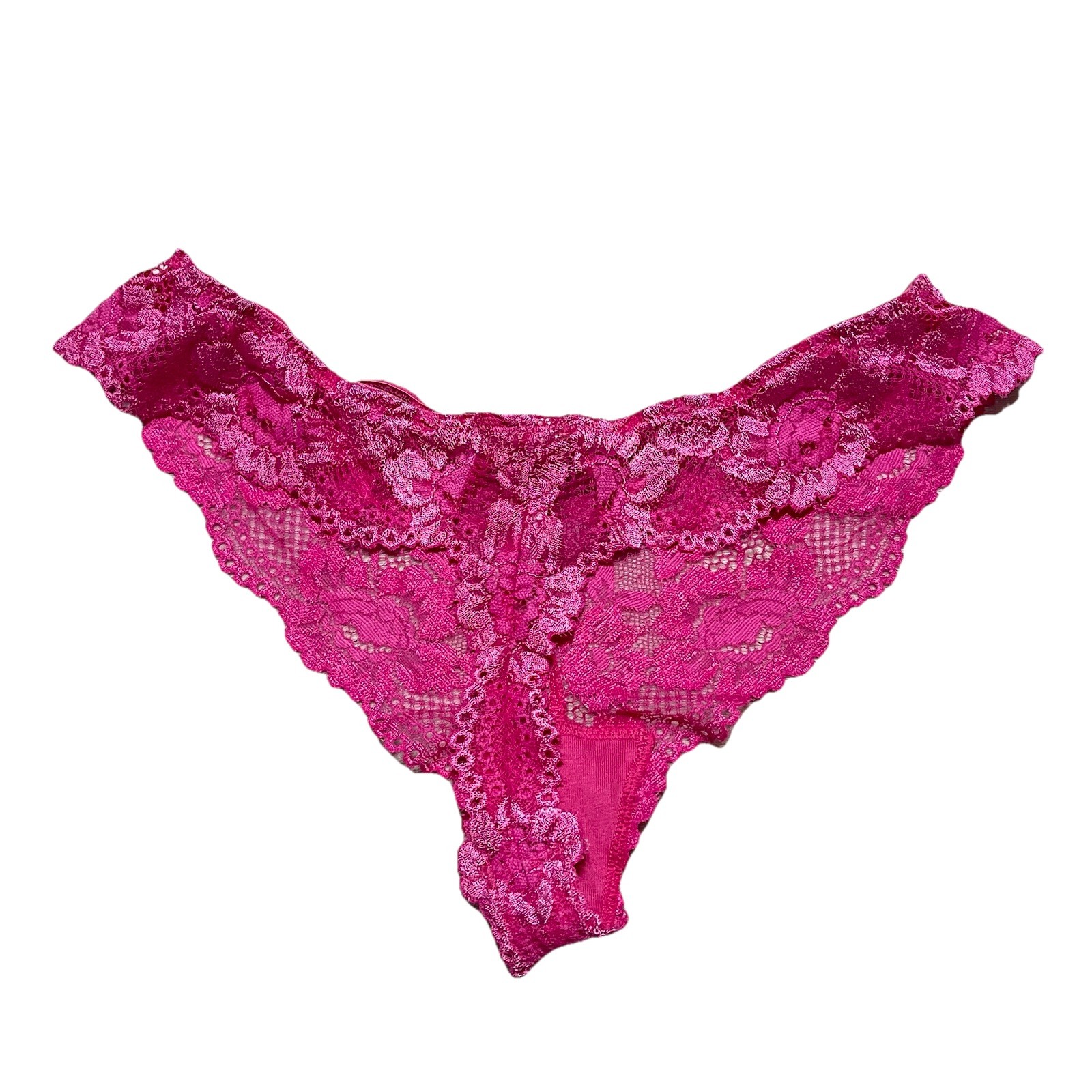 Vintage Victoria’s Secret Nylon Pink Lace Thong Panties Size M 2003
