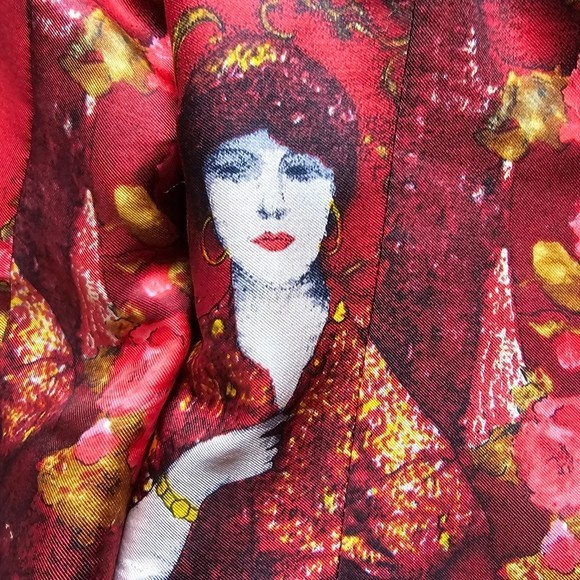 Vintage Gianni Versace for Genny 100% Silk Red Baroque Blazer Jacket