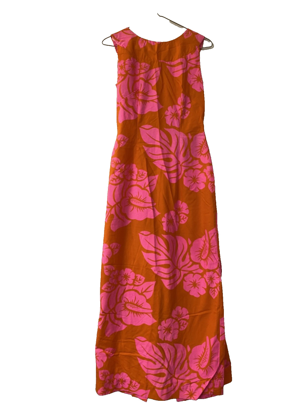 Vintage 1950s Floral Women Honolulu, Hawaii-Made FDress with Train, Small