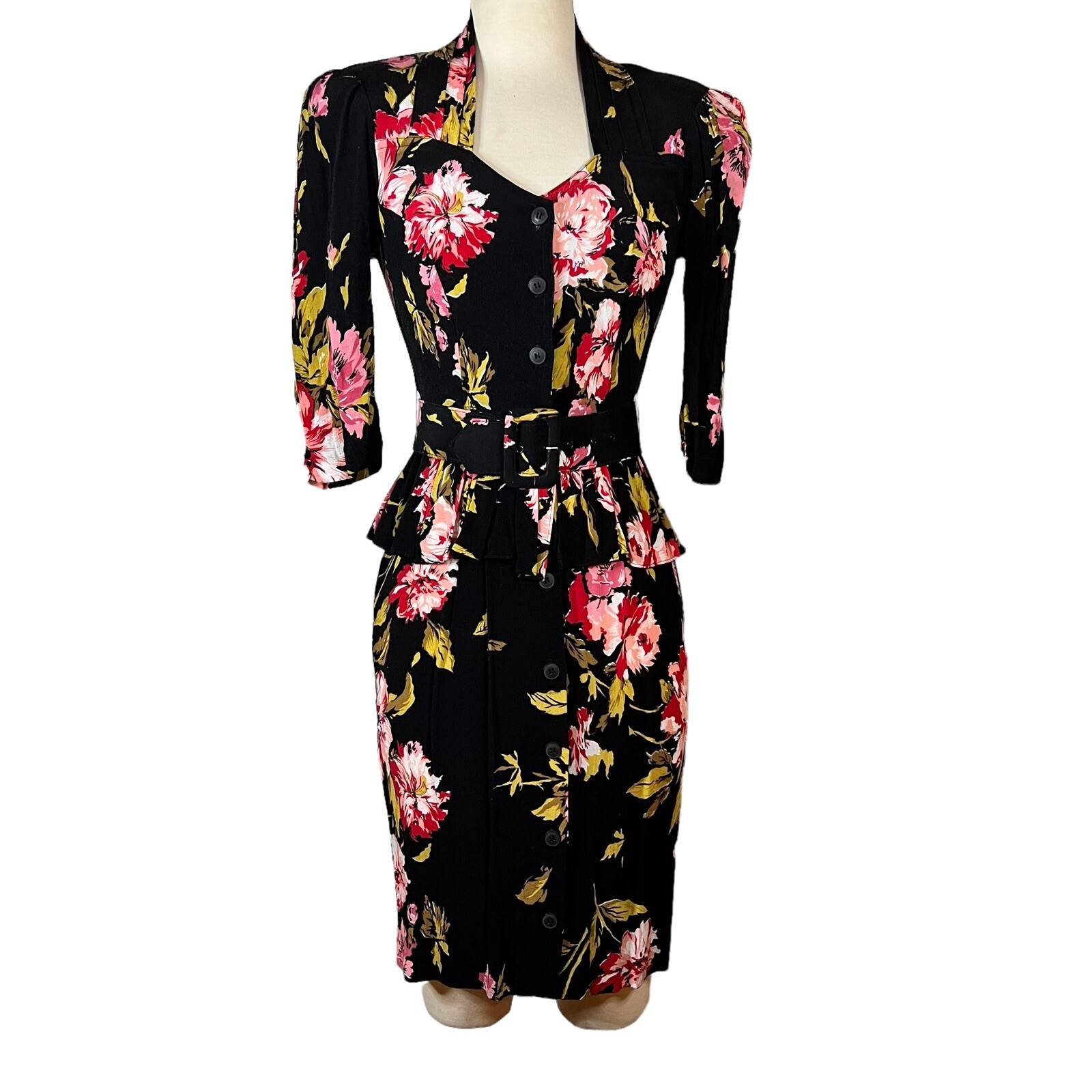 VTG Carol Anderson 80s Belted Floral Dress