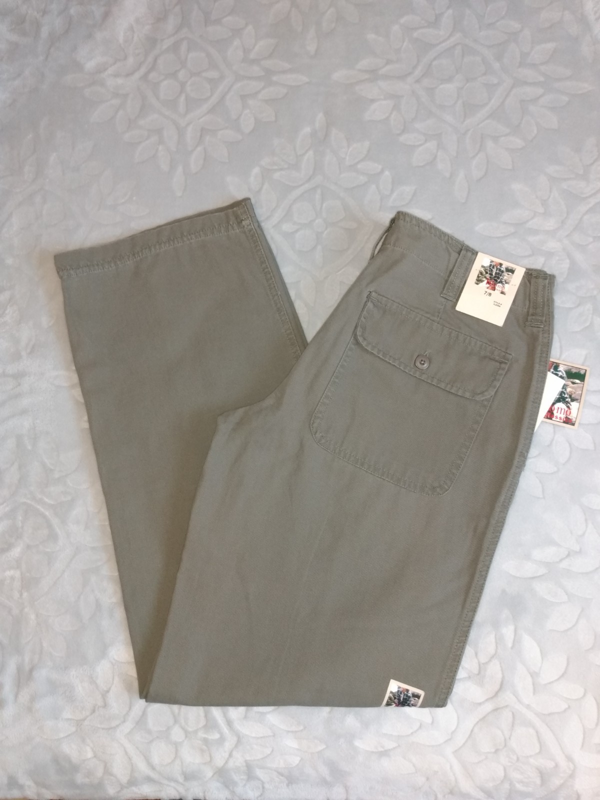 NOS KIKO-MO Classics Women’s 7/8 Olive Utility Denim Pants/Jeans 32×31. Flaw Y2K