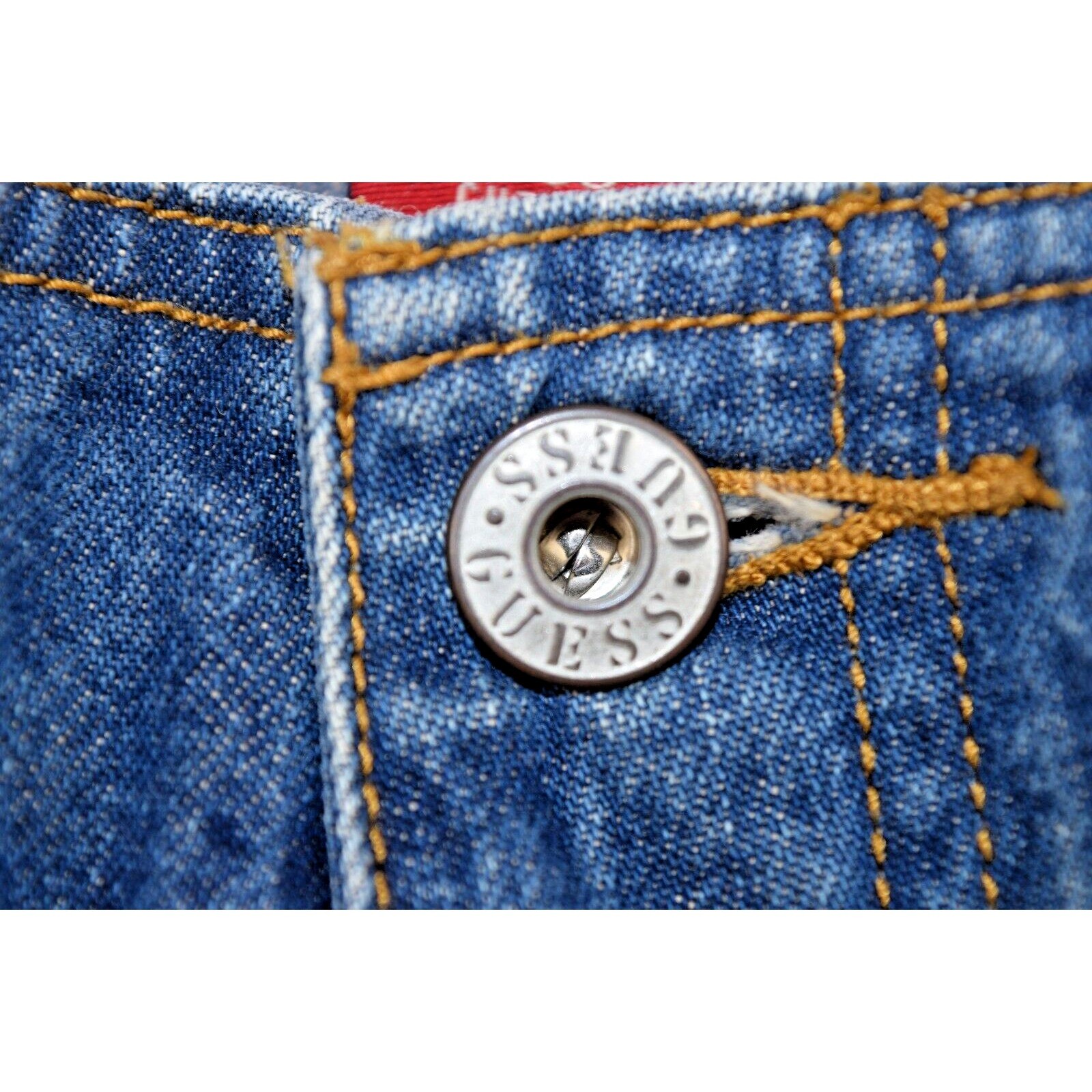 Vintage Guess Jeans 32 x 32 90s Blue 2 Tone High Waist Flared Leg No Belt Loops