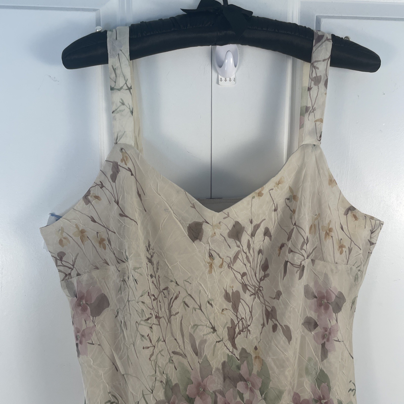 Vtg 90’s R+M Richards Maxi Dress 16 Cream Floral Boho Fairy Assymetric Coquette