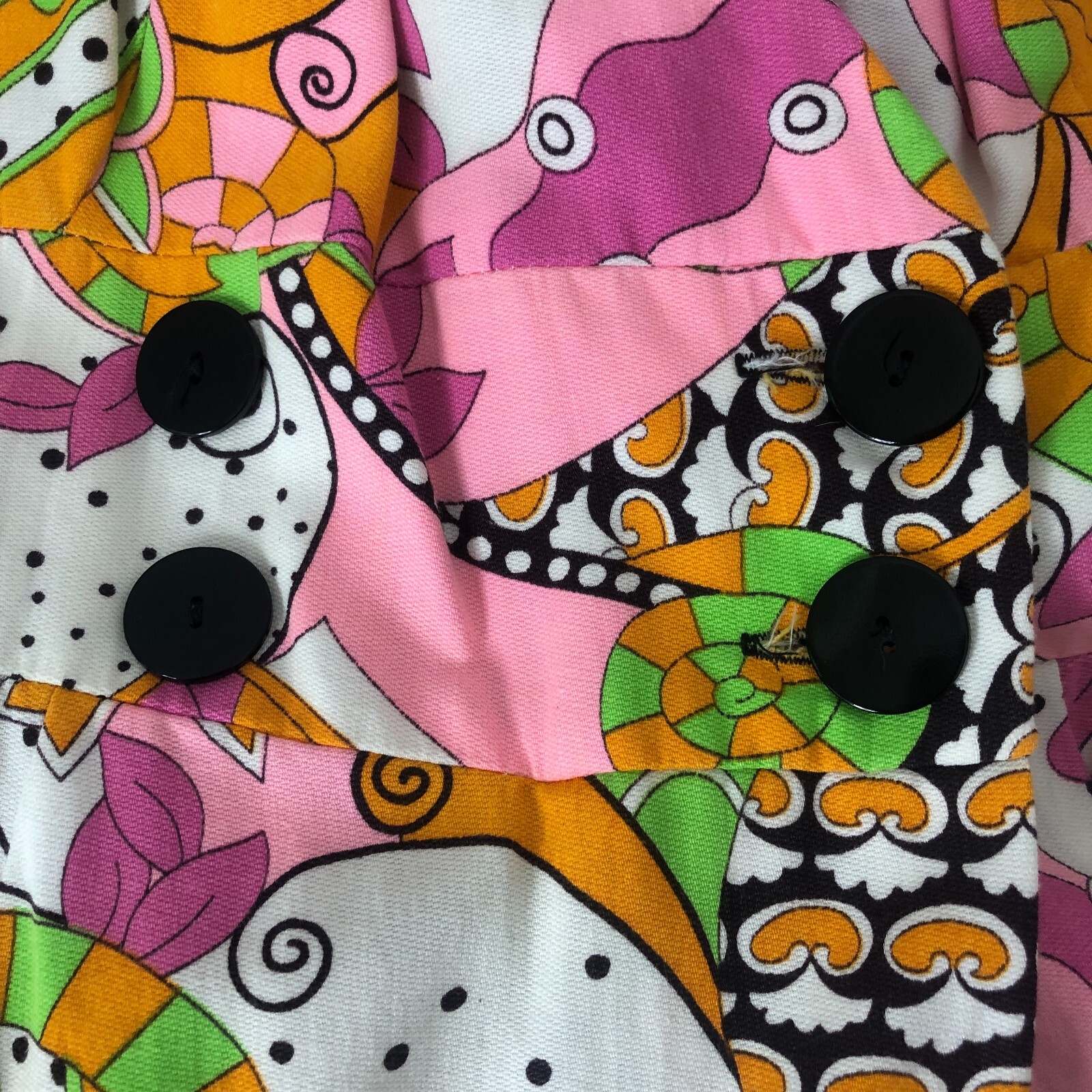 Evelyn Pearson Womens Vintage 60s Wrap Lounge Dress Medium Pink Green Mod Maxi