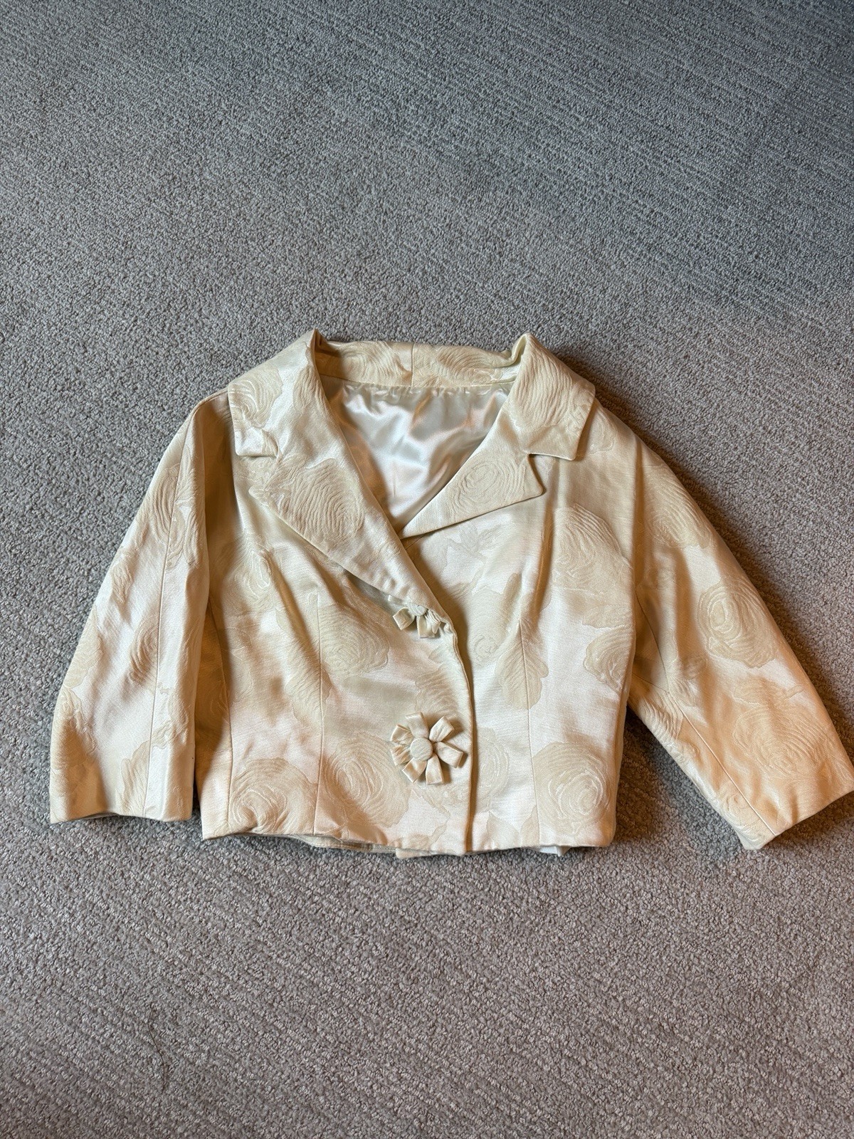 Vintage 1960s Ivory Brocade Johnny Herbert dress Size 0 EUC