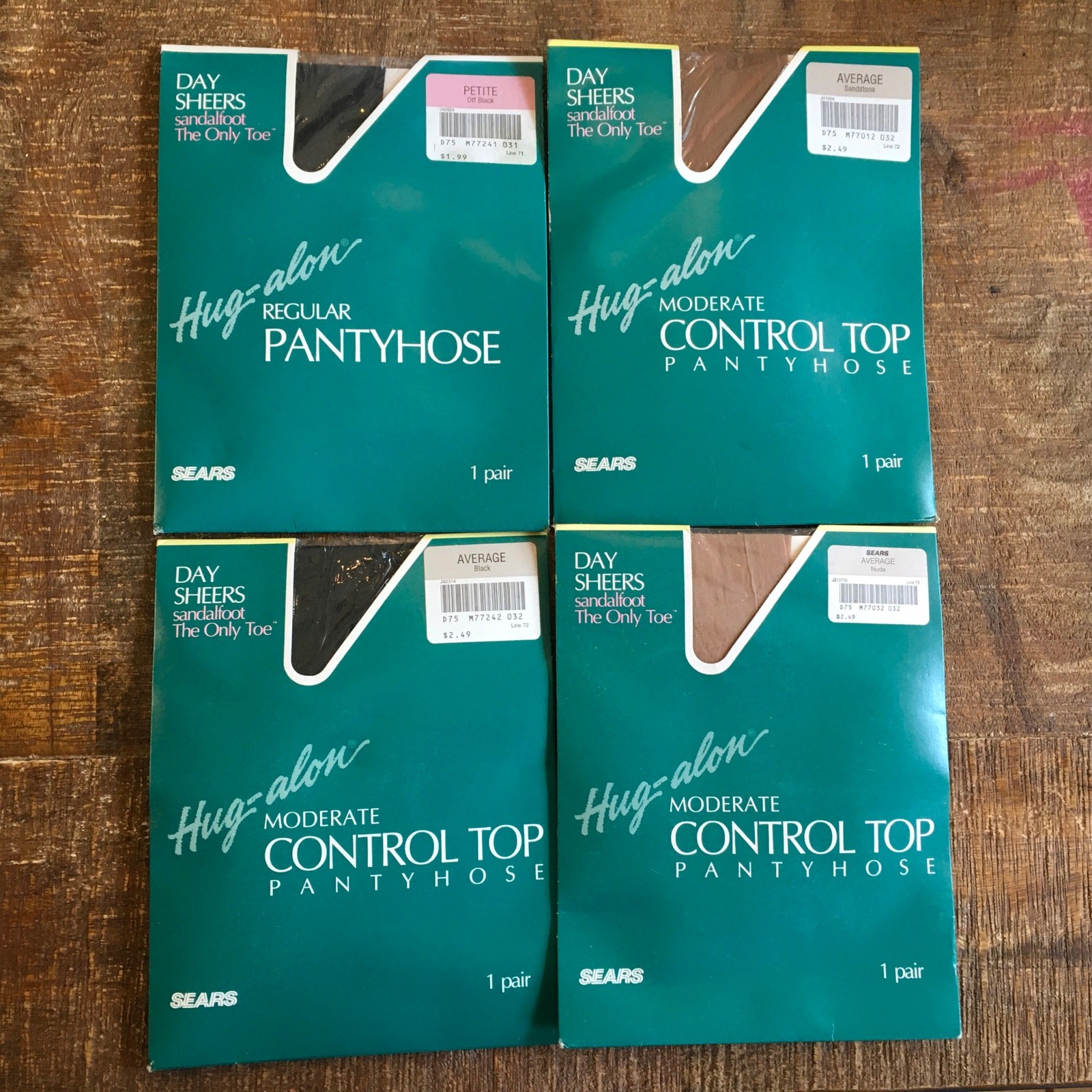 VTG Sears Hug-Alon Day Sheers Pantyhose Lot of 4 NIP Control Top Regular
